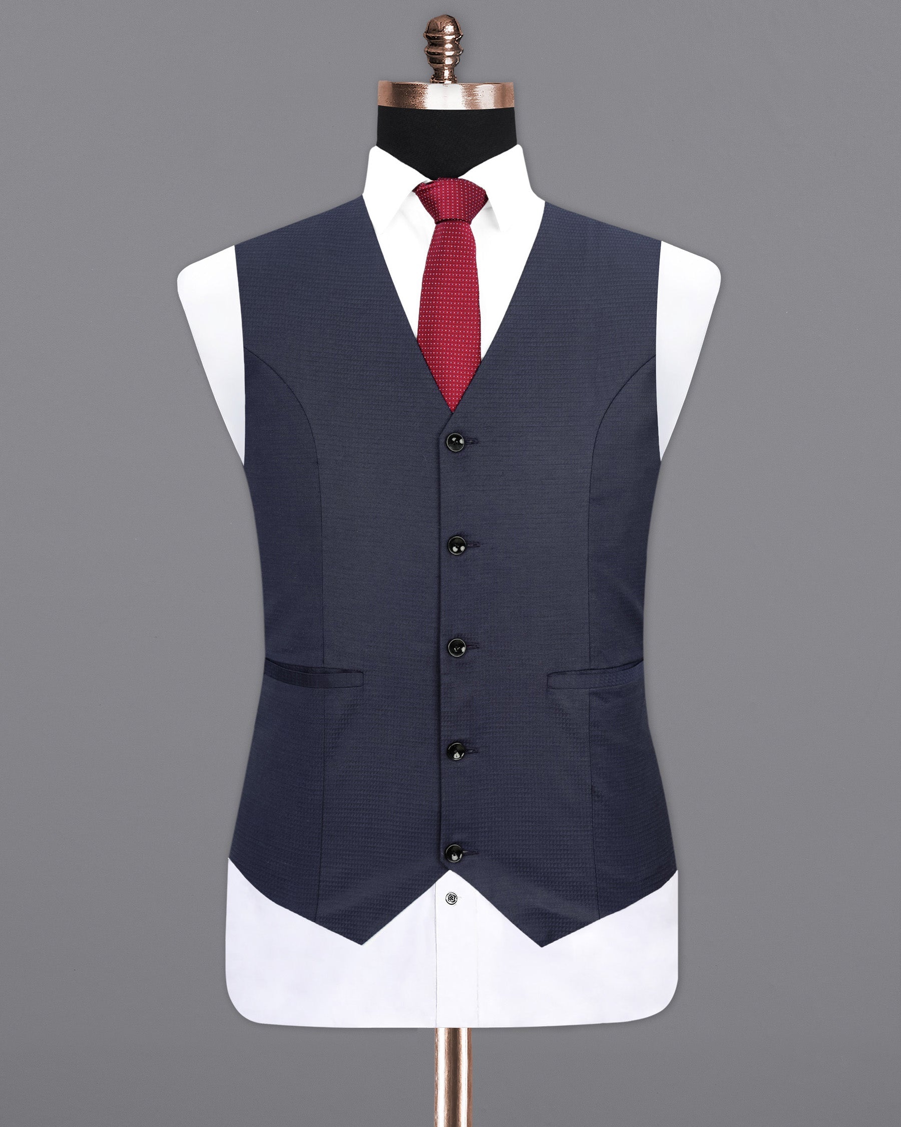 Tuna Navy Blue Micro Triangle Textured Waistcoat V1986-36, V1986-38, V1986-40, V1986-42, V1986-44, V1986-46, V1986-48, V1986-50, V1986-52, V1986-54, V1986-56, V1986-58, V1986-60