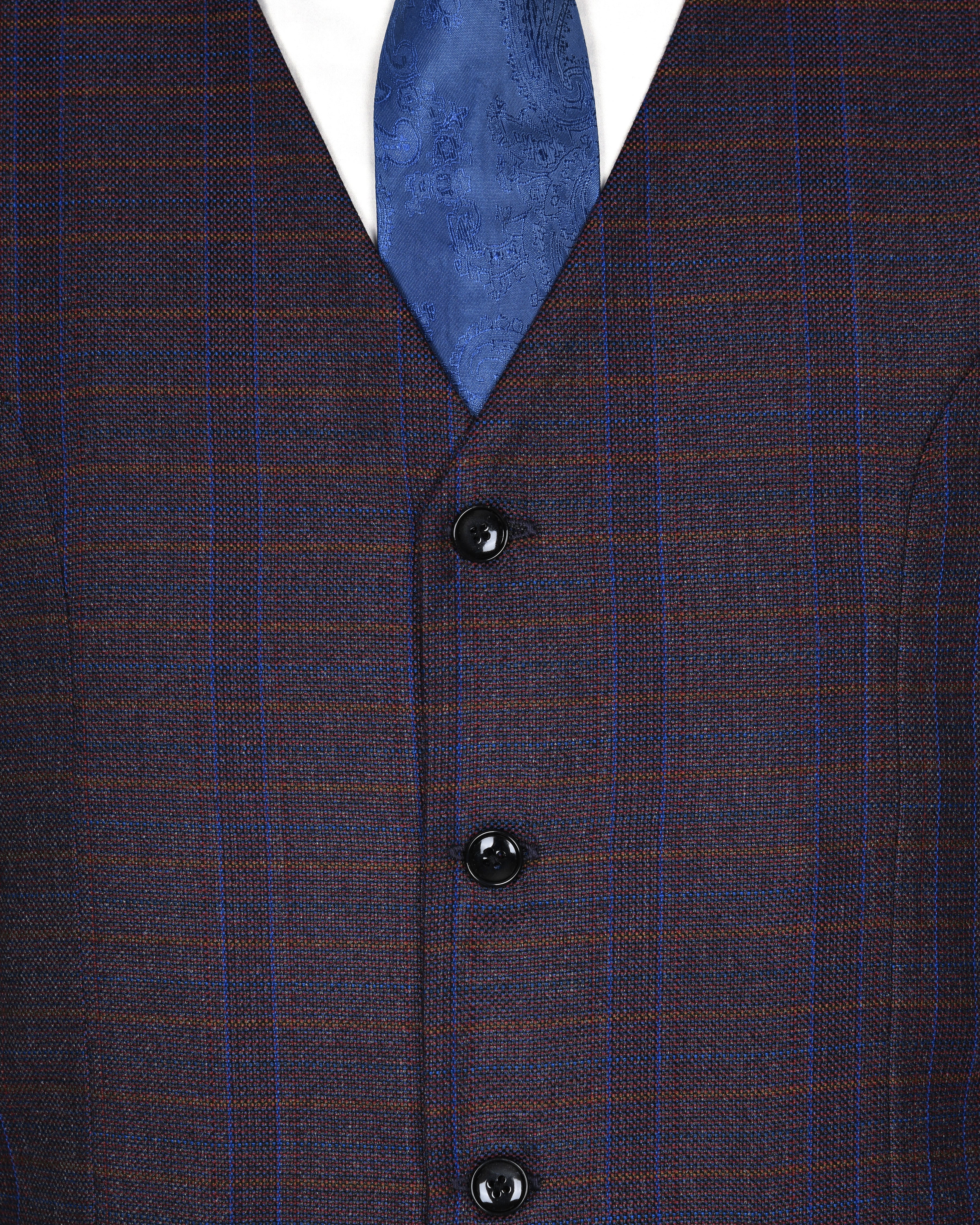 Rosewood Plaid Wool Blend Tweed Waistcoat