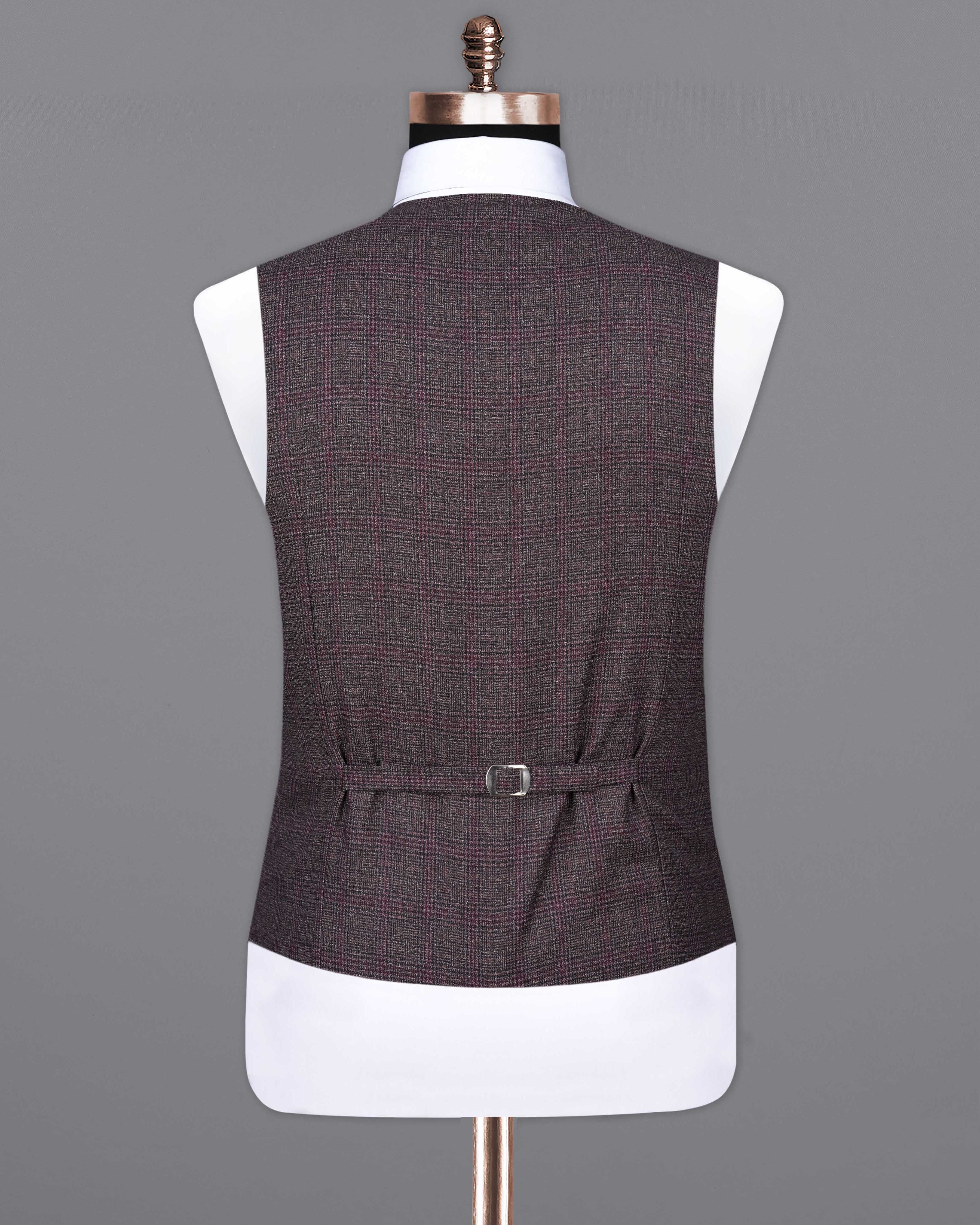 Matterhorn Brown with Maroon Subtle Plaid Waistcoat V2054-36, V2054-38, V2054-40, V2054-42, V2054-44, V2054-46, V2054-48, V2054-50, V2054-52, V2054-54, V2054-56, V2054-58, V2054-60