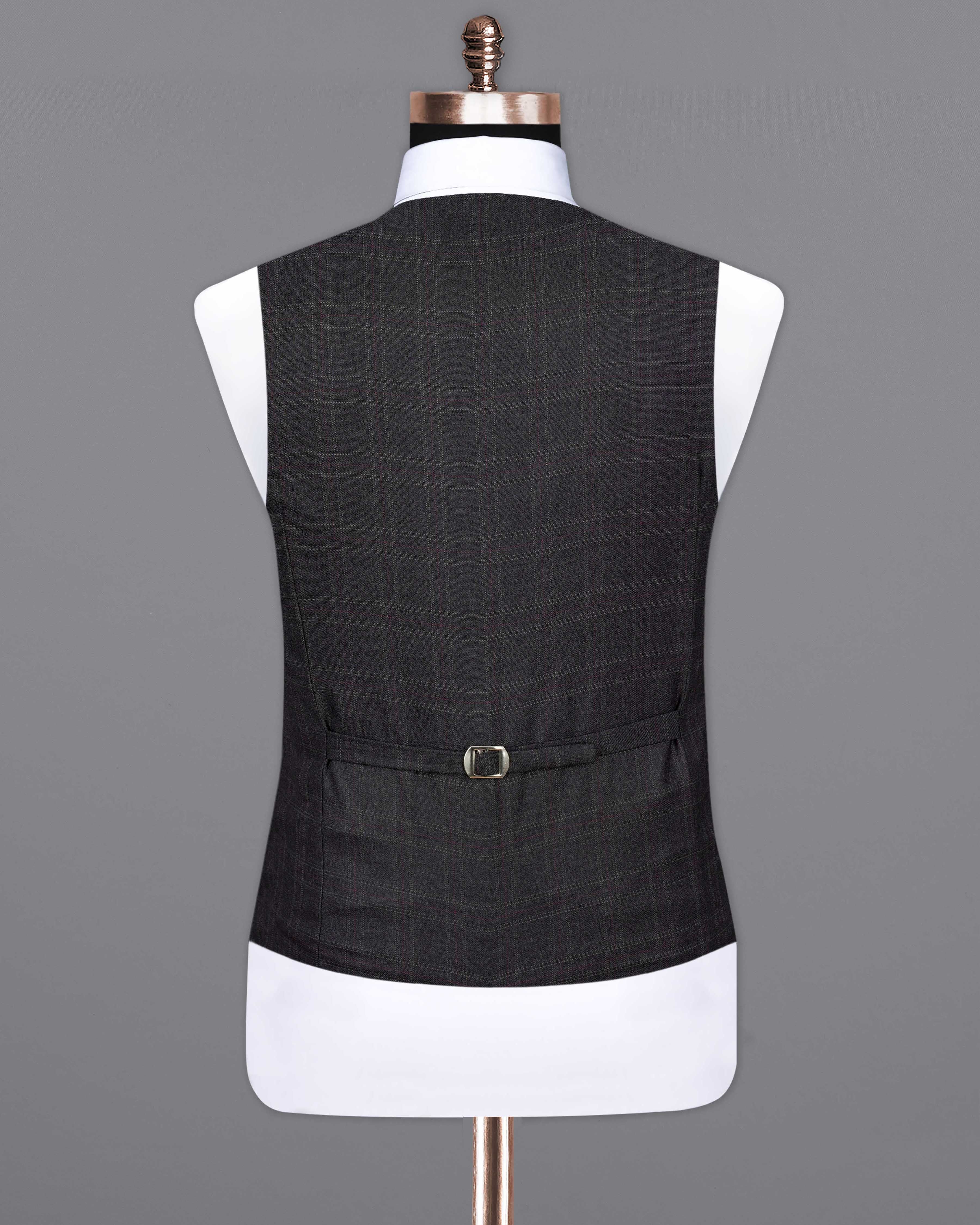 Nero Grey Checks-Plaid Premium Terry Rayon Waistcoats For Men
