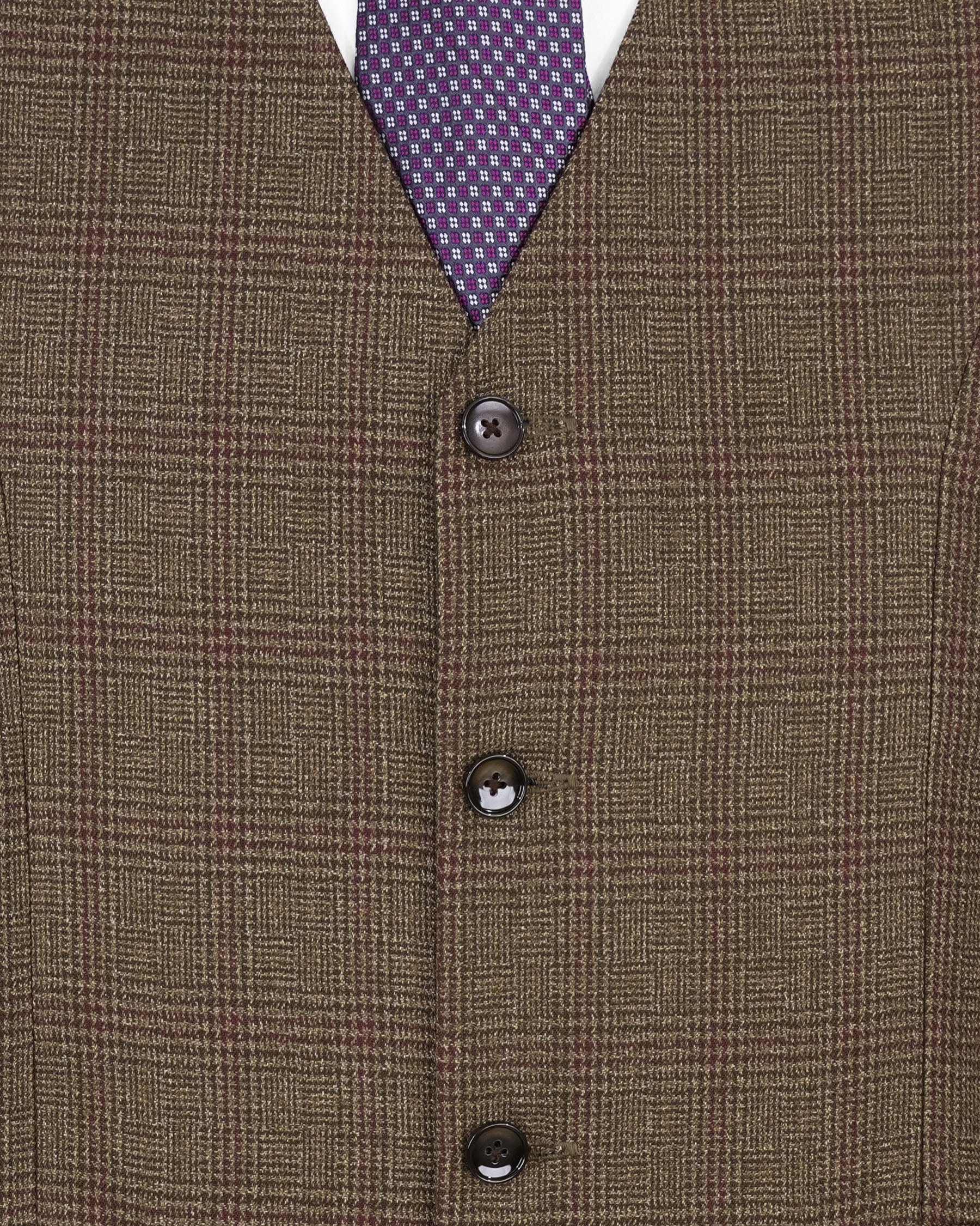 Hemlock Brown Plaid Wool Waistcoat  V2088-36, V2088-38, V2088-40, V2088-42, V2088-44, V2088-46, V2088-48, V2088-50, V2088-52, V2088-54, V2088-56, V2088-58, V2088-60