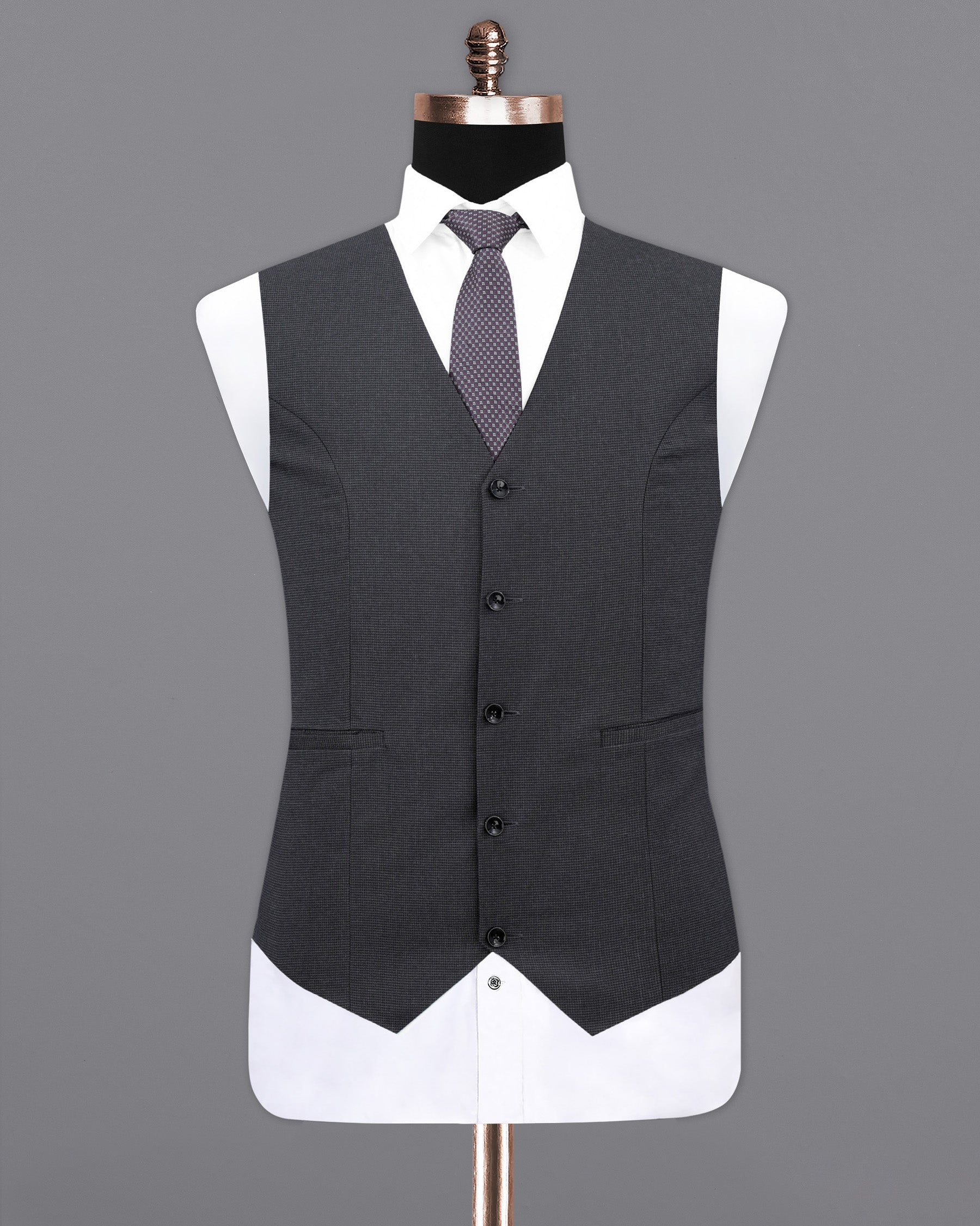 Bastille Dark Grey Textured Waistcoat V2116-36, V2116-38, V2116-40, V2116-42, V2116-44, V2116-46, V2116-48, V2116-50, V2116-52, V2116-54, V2116-56, V2116-58, V2116-60