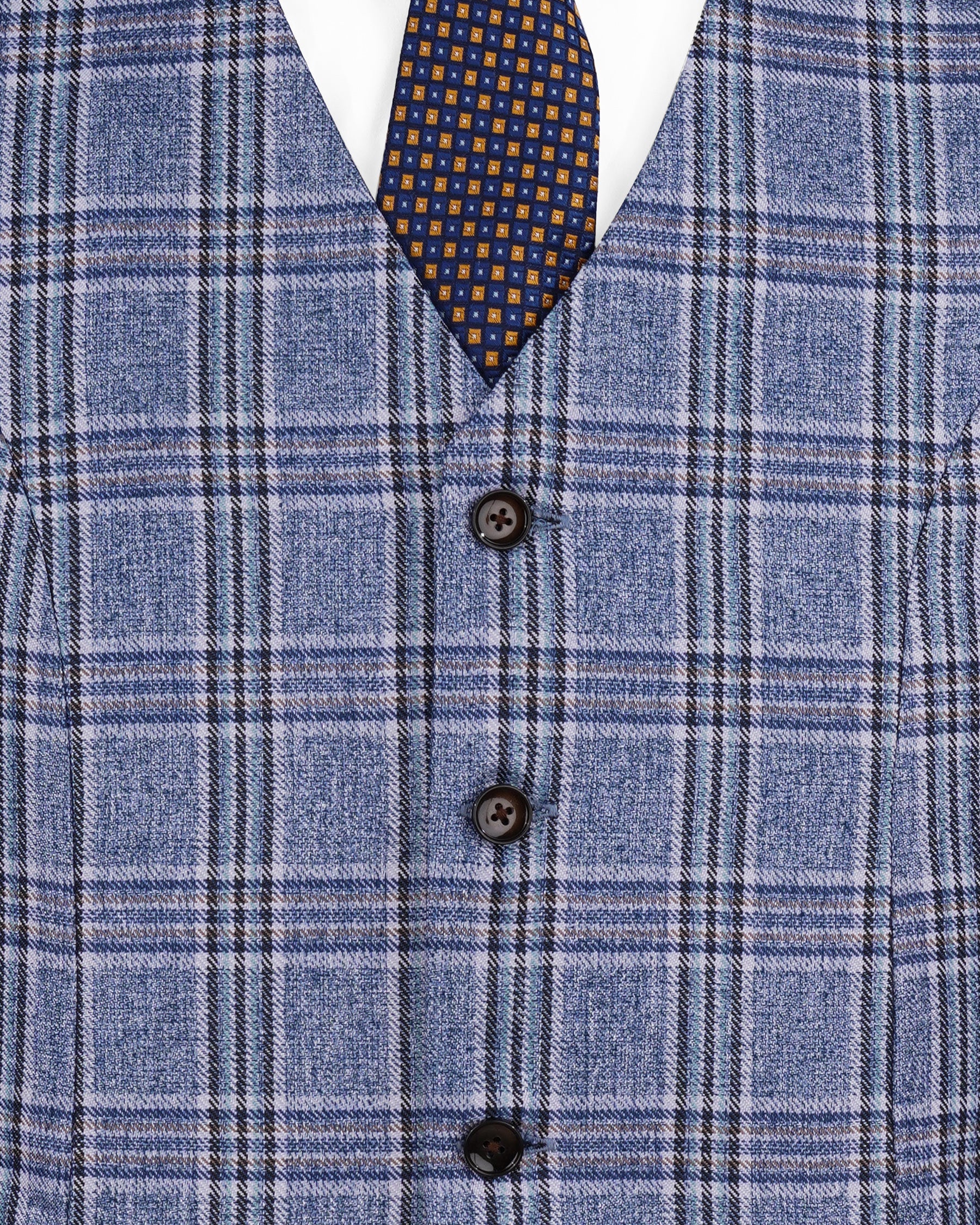 Bayoux Blue Plaid Waistcoat  V2143-36, V2143-38, V2143-40, V2143-42, V2143-44, V2143-46, V2143-48, V2143-50, V2143-52, V2143-54, V2143-56, V2143-58, V2143-60