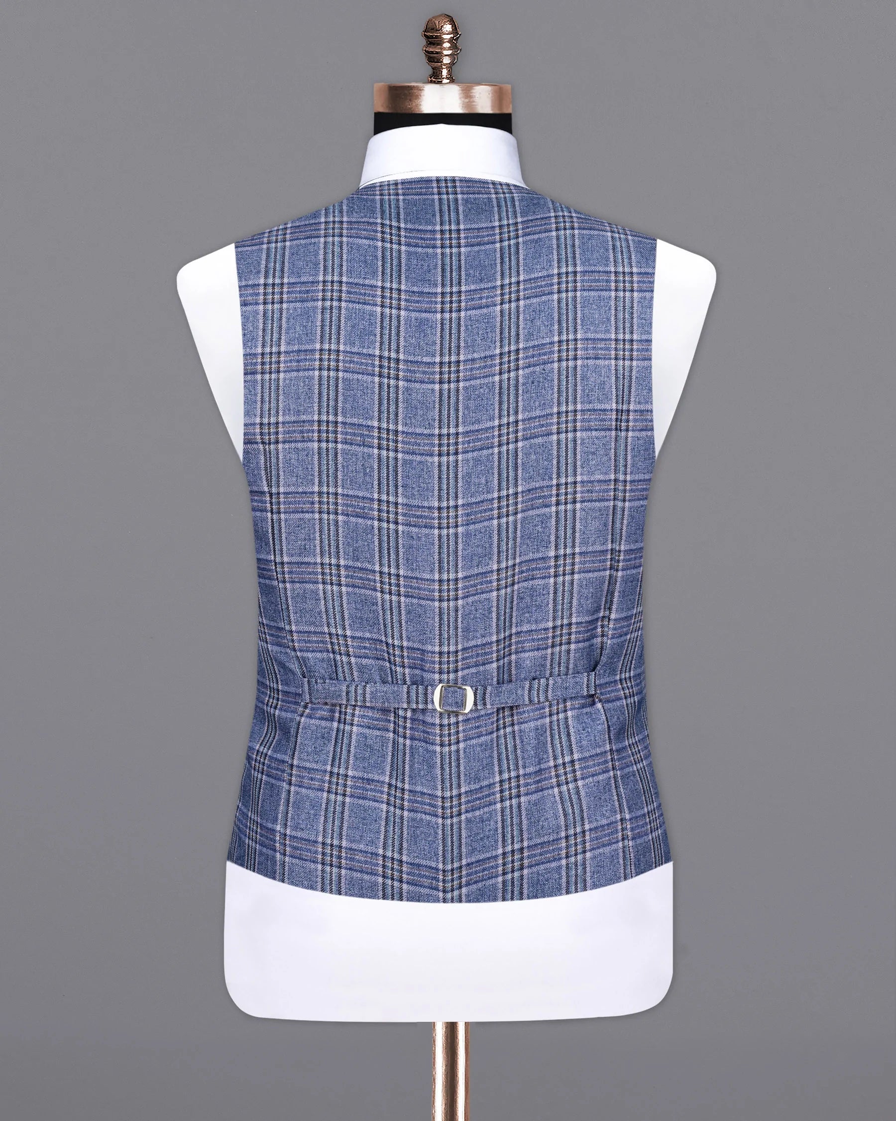 Bayoux Blue Plaid Waistcoat  V2143-36, V2143-38, V2143-40, V2143-42, V2143-44, V2143-46, V2143-48, V2143-50, V2143-52, V2143-54, V2143-56, V2143-58, V2143-60