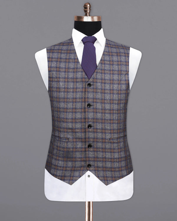 Fuscous Gray Checkered Waistcoat V2144-36, V2144-38, V2144-40, V2144-42, V2144-44, V2144-46, V2144-48, V2144-50, V2144-52, V2144-54, V2144-56, V2144-58, V2144-60