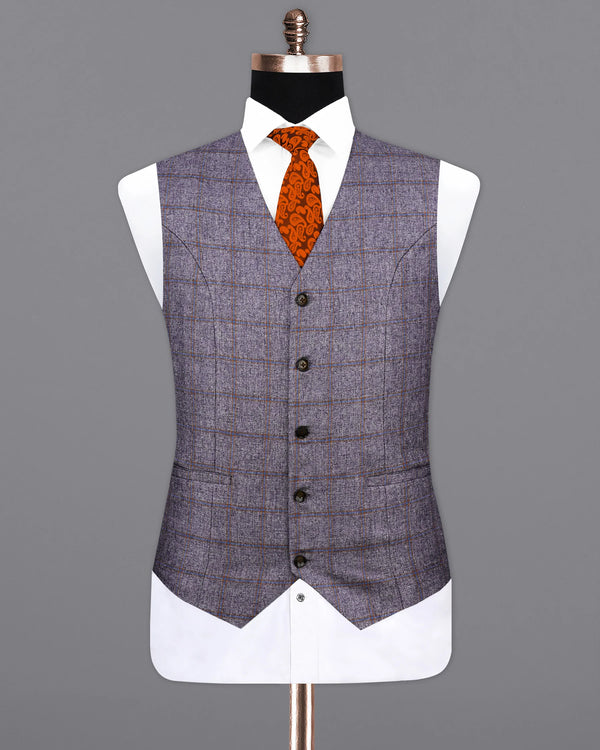 Mobster Gray Windowpane Waistcoat  V2153-36, V2153-38, V2153-40, V2153-42, V2153-44, V2153-46, V2153-48, V2153-50, V2153-52, V2153-54, V2153-56, V2153-58, V2153-60