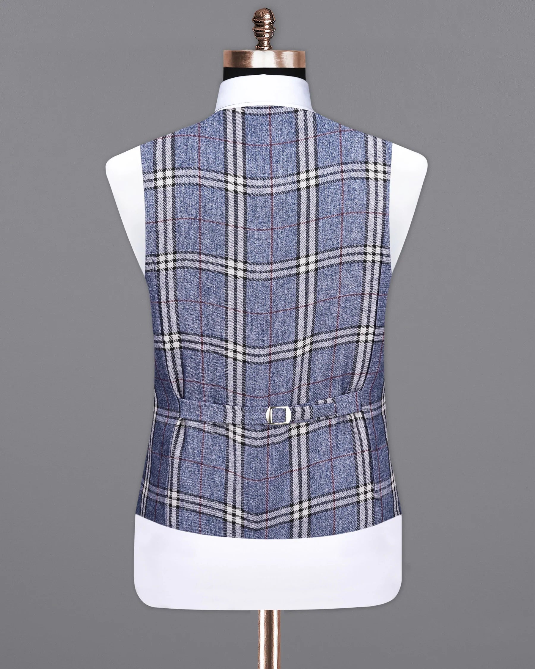 Fiord Blue Plaid Waistcoat  V2154-36, V2154-38, V2154-40, V2154-42, V2154-44, V2154-46, V2154-48, V2154-50, V2154-52, V2154-54, V2154-56, V2154-58, V2154-60