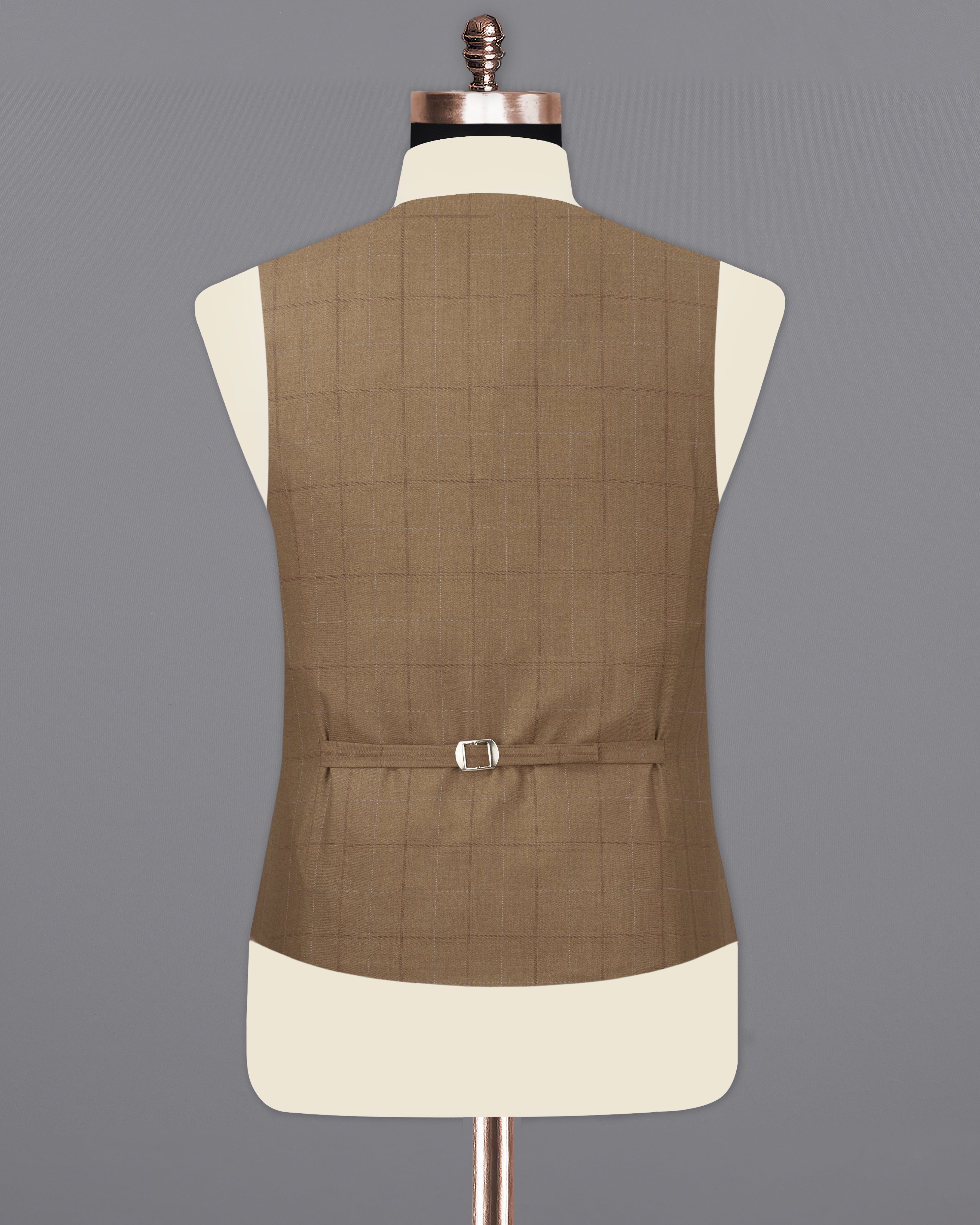 Dark Taupe Brown Windowpane Waistcoat V2246-36, V2246-38, V2246-40, V2246-42, V2246-44, V2246-46, V2246-48, V2246-50, V2246-52, V2246-54, V2246-56, V2246-58, V2246-60