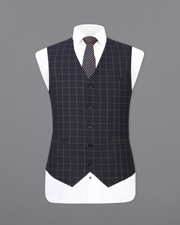 Jaguar Black Windowpane Waistcoat V2259-36, V2259-38, V2259-40, V2259-42, V2259-44, V2259-46, V2259-48, V2259-50, V2259-52, V2259-54, V2259-56, V2259-58, V2259-60