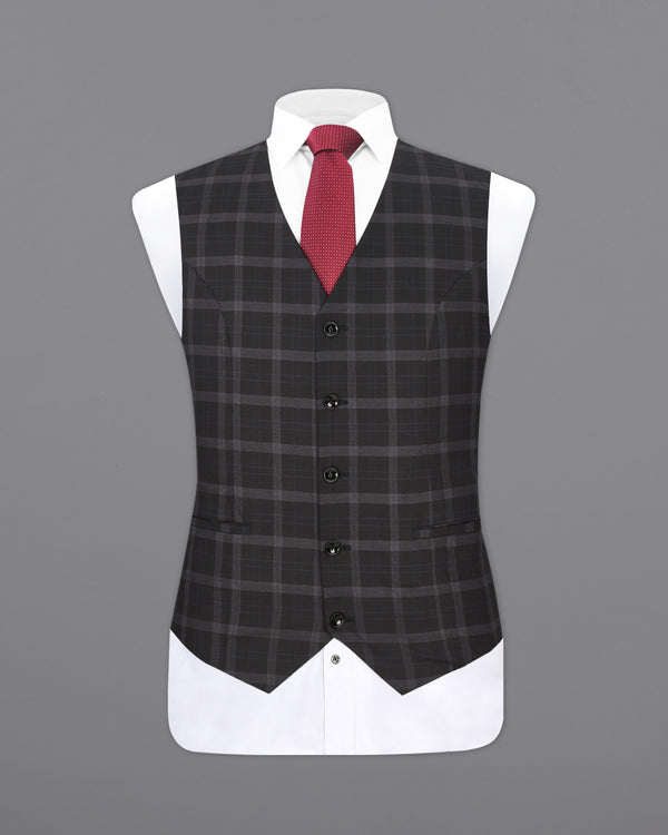 Bleached Cedar Black Plaid Waistcoat V2294-36, V2294-38, V2294-40, V2294-42, V2294-44, V2294-46, V2294-48, V2294-50, V2294-52, V2294-54, V2294-56, V2294-58, V2294-60