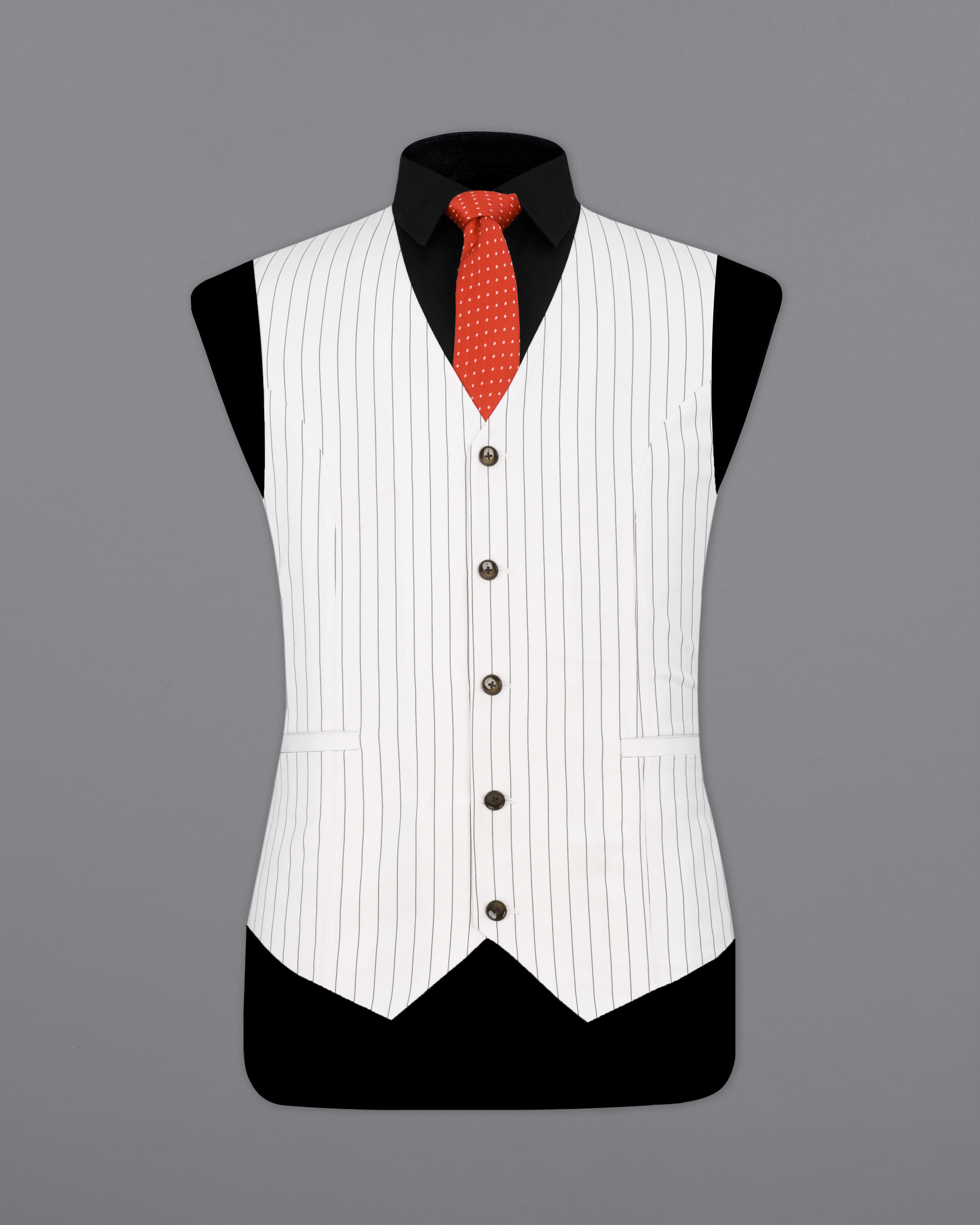 Bright White Striped Waistcoat V2303-36, V2303-38, V2303-40, V2303-42, V2303-44, V2303-46, V2303-48, V2303-50, V2303-52, V2303-54, V2303-56, V2303-58, V2303-60