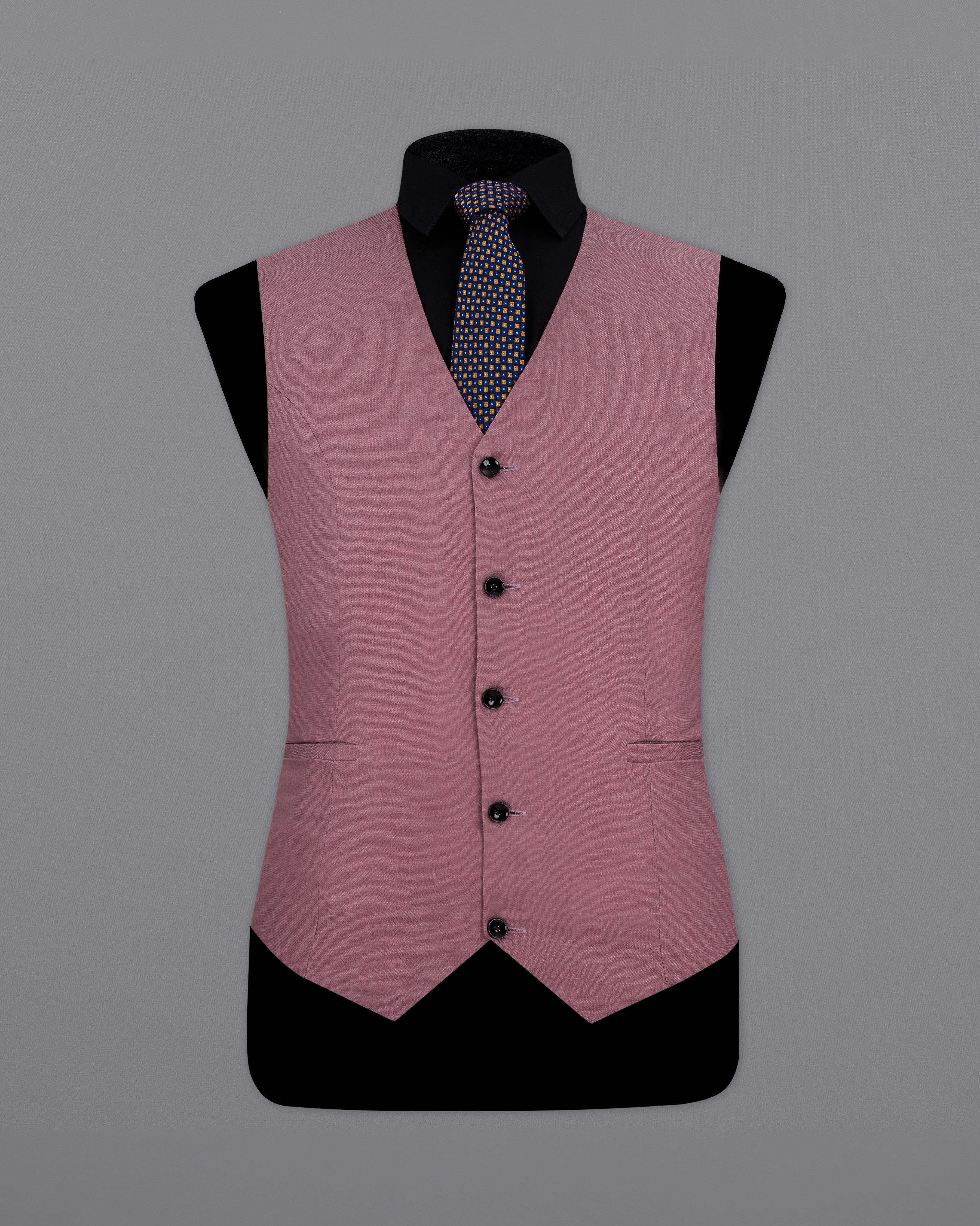 Dark Chestnut Pink Linen Waistcoat V2313-36, V2313-38, V2313-40, V2313-42, V2313-44, V2313-46, V2313-48, V2313-50, V2313-52, V2313-54, V2313-56, V2313-58, V2313-60