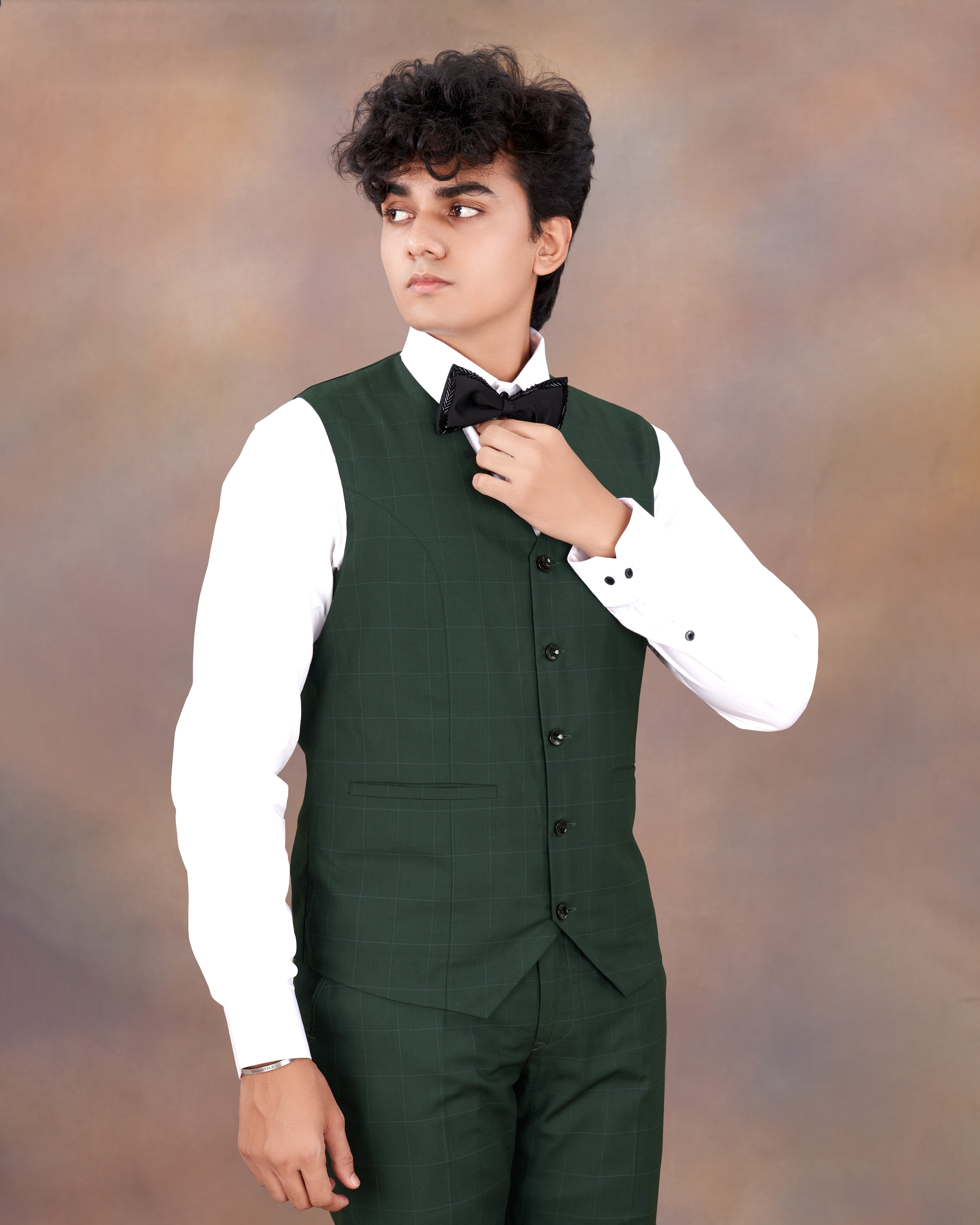 Gunmetal Green Plaid Waistcoat V2326-36, V2326-38, V2326-40, V2326-42, V2326-44, V2326-46, V2326-48, V2326-50, V2326-52, V2326-54, V2326-56, V2326-58, V2326-60