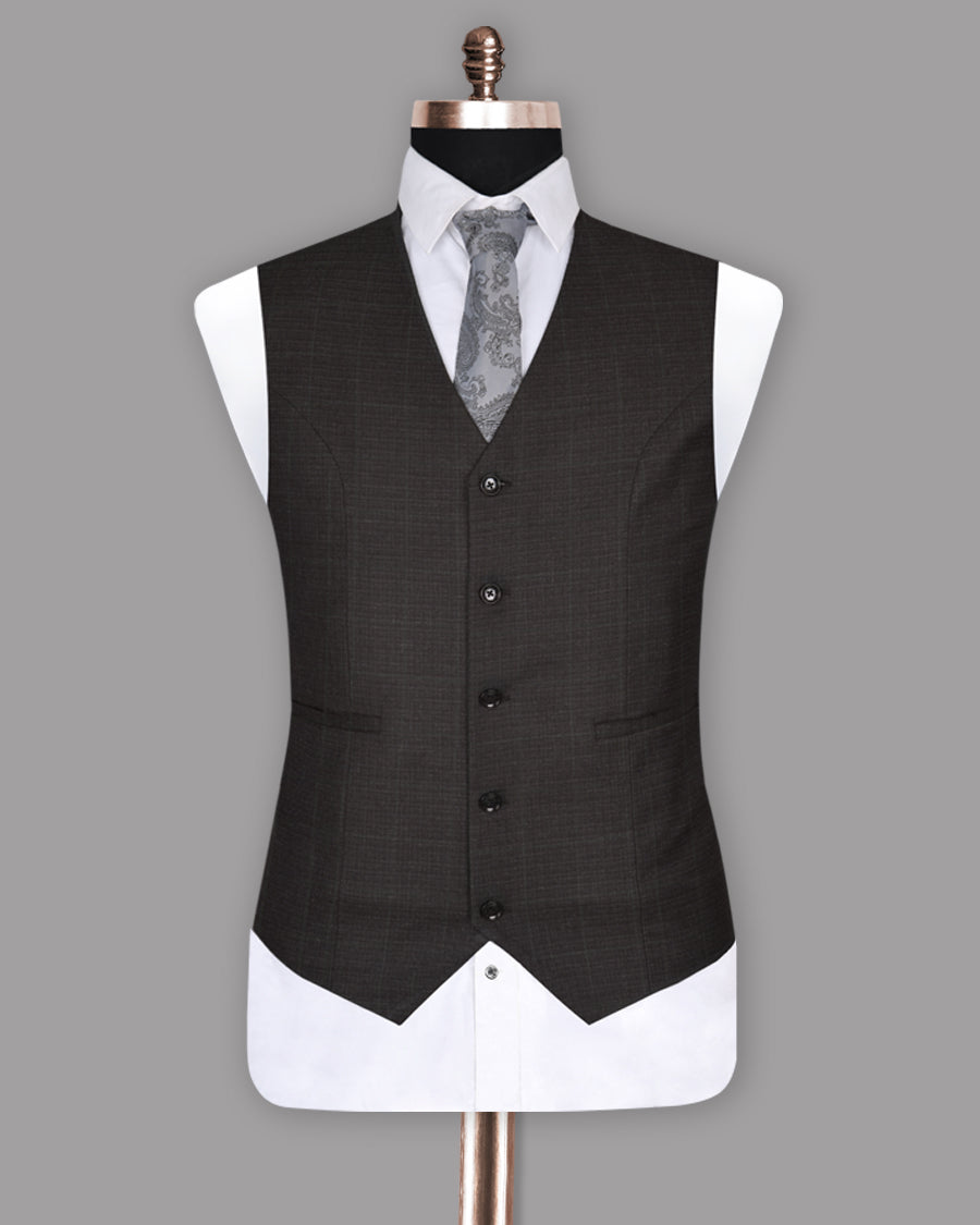 Charcoal Subtle Slubbed Wool Rich Waistcoat V237-42, V237-44, V237-46, V237-36, V237-38, V237-40, V237-52, V237-54, V237-56, V237-60, V237-58, V237-48, V237-50