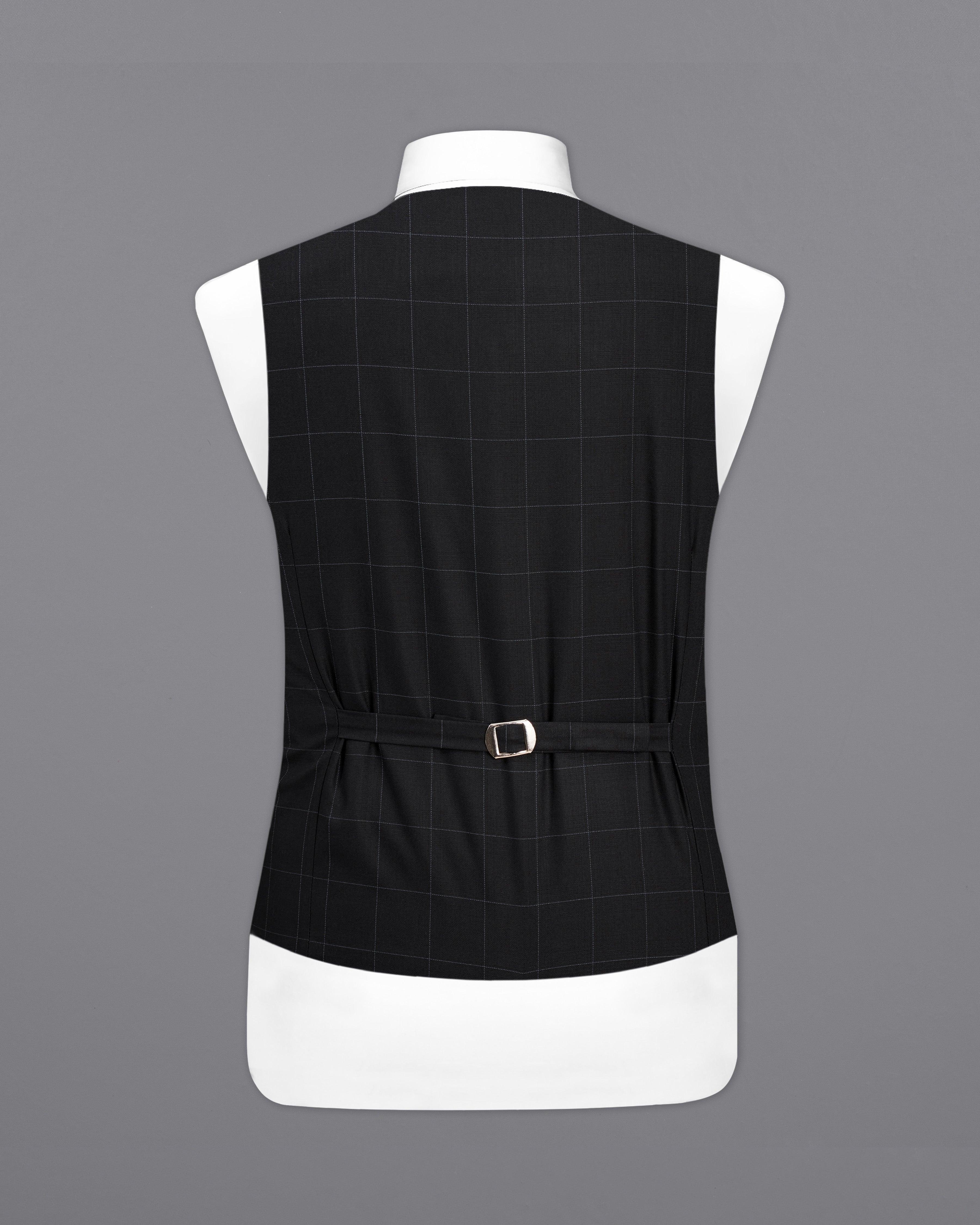 Jade Black Windowpane Designer Waistcoat V2378-36, V2378-38, V2378-40, V2378-42, V2378-44, V2378-46, V2378-48, V2378-50, V2378-52, V2378-54, V2378-56, V2378-58, V2378-60