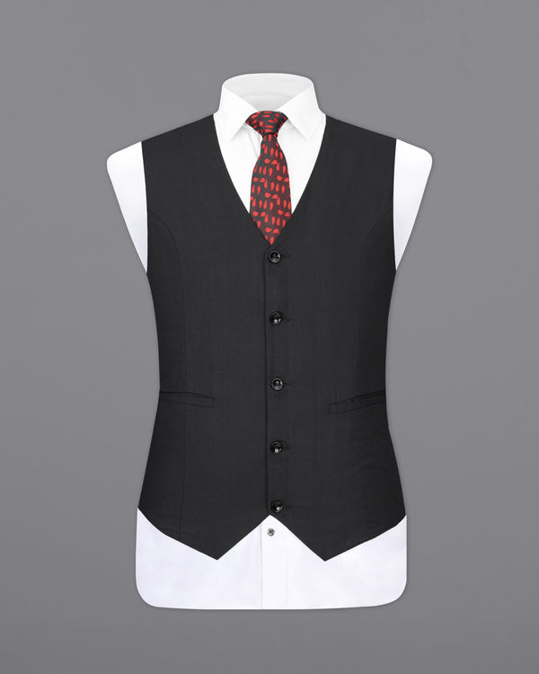 Shark Black Textured Waistcoat