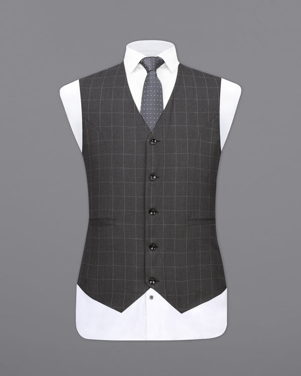 Charcoal Gray Windowpane Waistcoat V2473-36, V2473-38, V2473-40, V2473-42, V2473-44, V2473-46, V2473-48, V2473-50, V2473-52, V2473-54, V2473-56, V2473-58, V2473-60