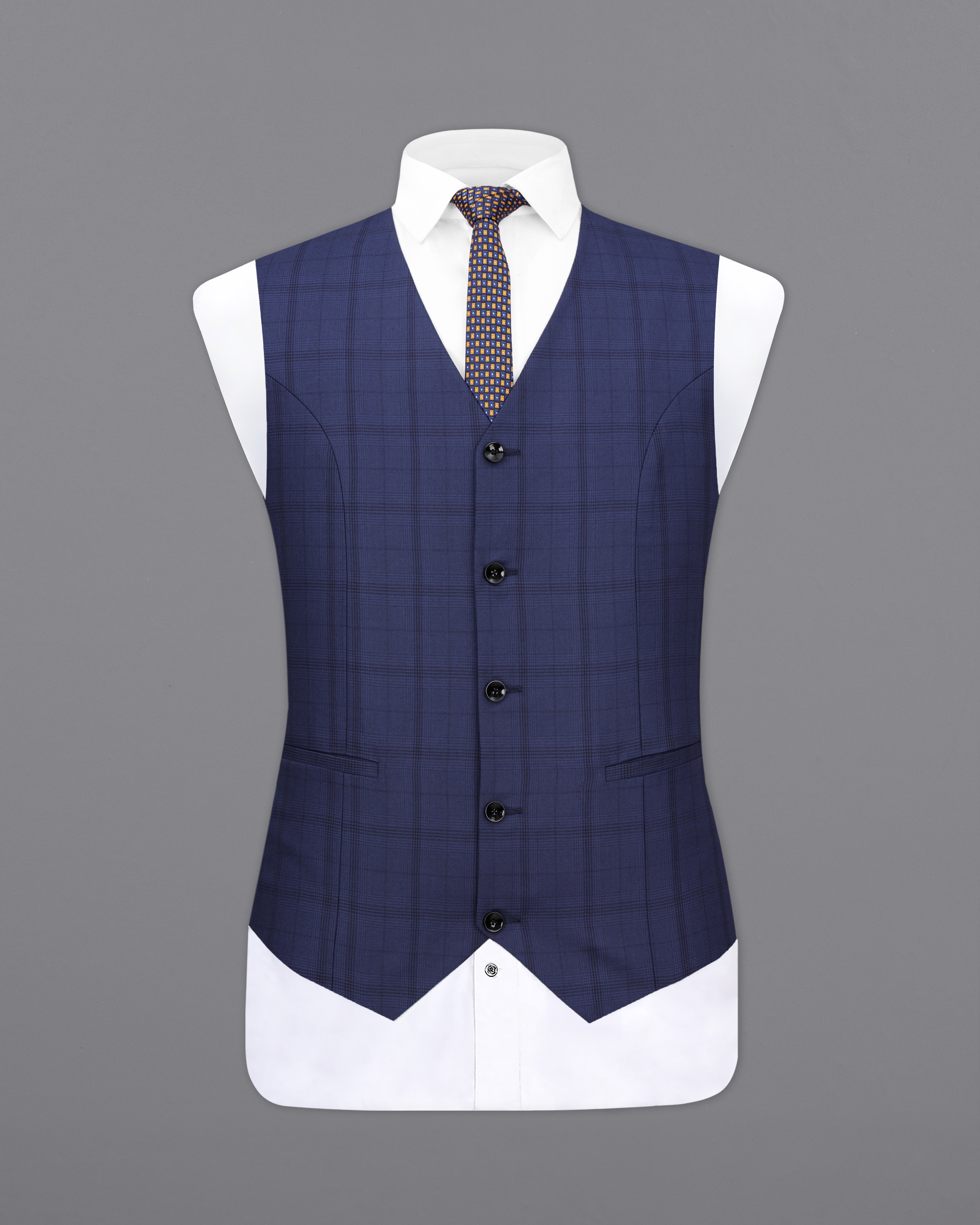 Tuna Blue Plaid Waistcoat V2474-36, V2474-38, V2474-40, V2474-42, V2474-44, V2474-46, V2474-48, V2474-50, V2474-52, V2474-54, V2474-56, V2474-58, V2474-60