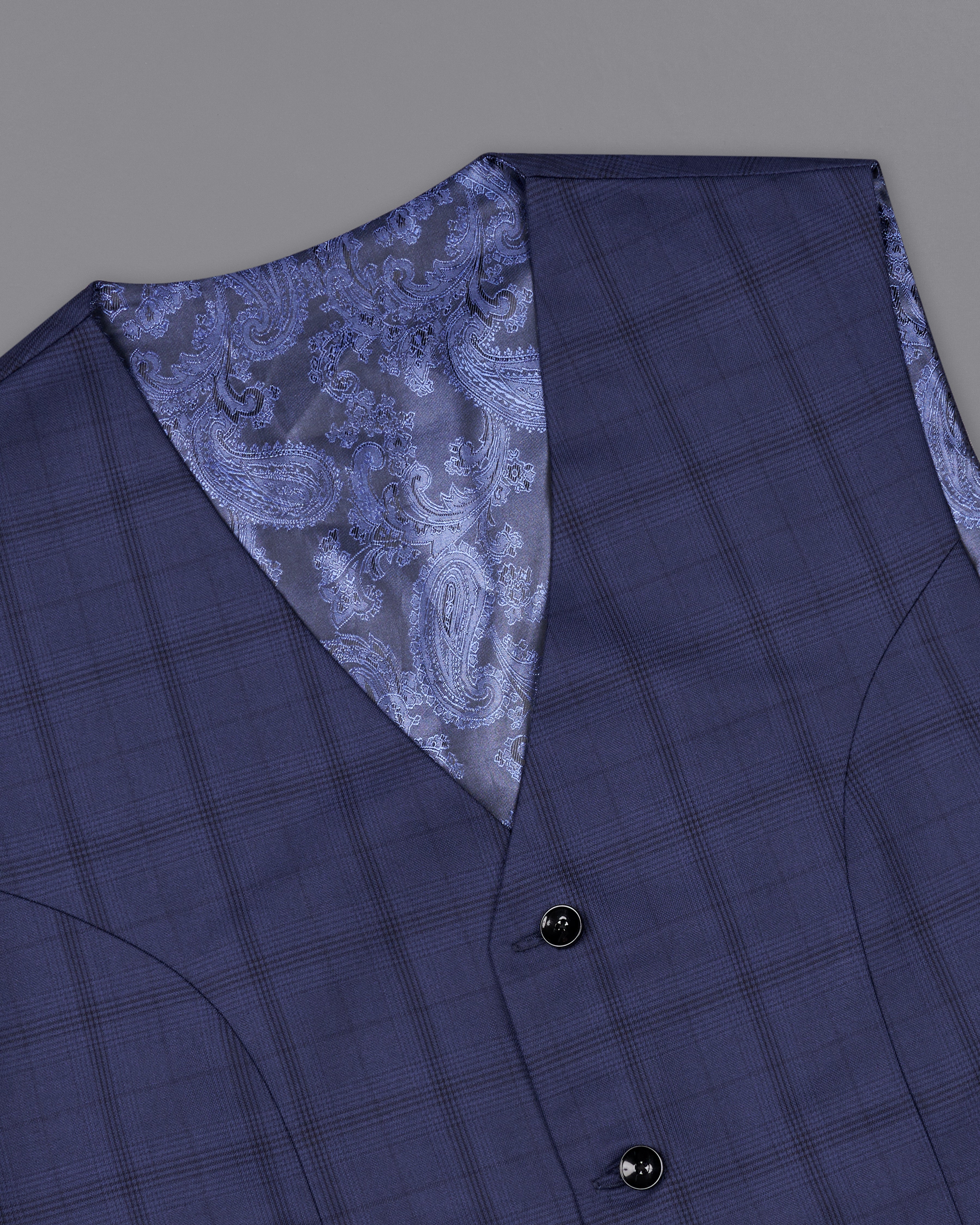 Tuna Blue Plaid Waistcoat V2474-36, V2474-38, V2474-40, V2474-42, V2474-44, V2474-46, V2474-48, V2474-50, V2474-52, V2474-54, V2474-56, V2474-58, V2474-60