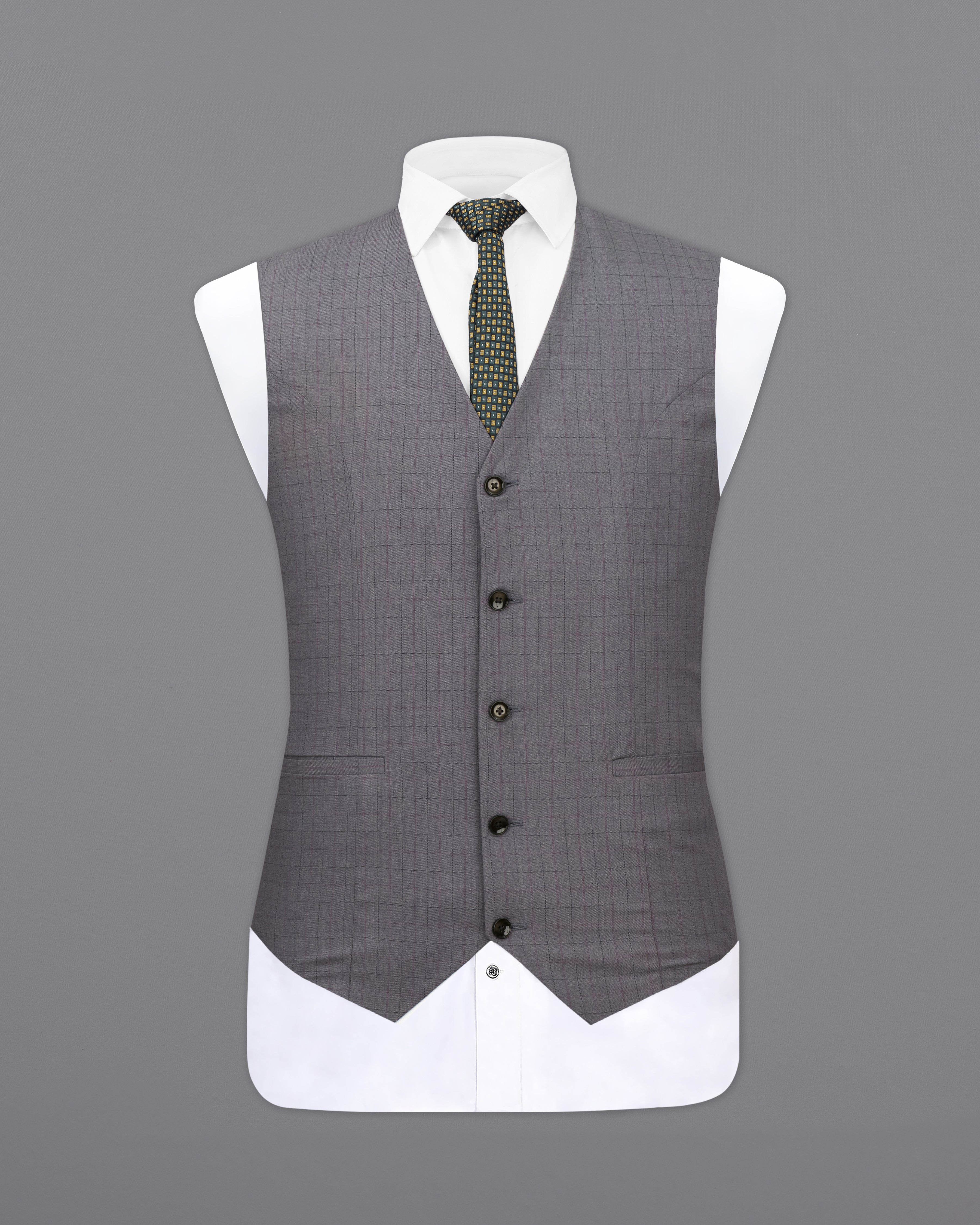 Storm Dust Gray Plaid Waistcoat V2477-36, V2477-38, V2477-40, V2477-42, V2477-44, V2477-46, V2477-48, V2477-50, V2477-52, V2477-54, V2477-56, V2477-58, V2477-60