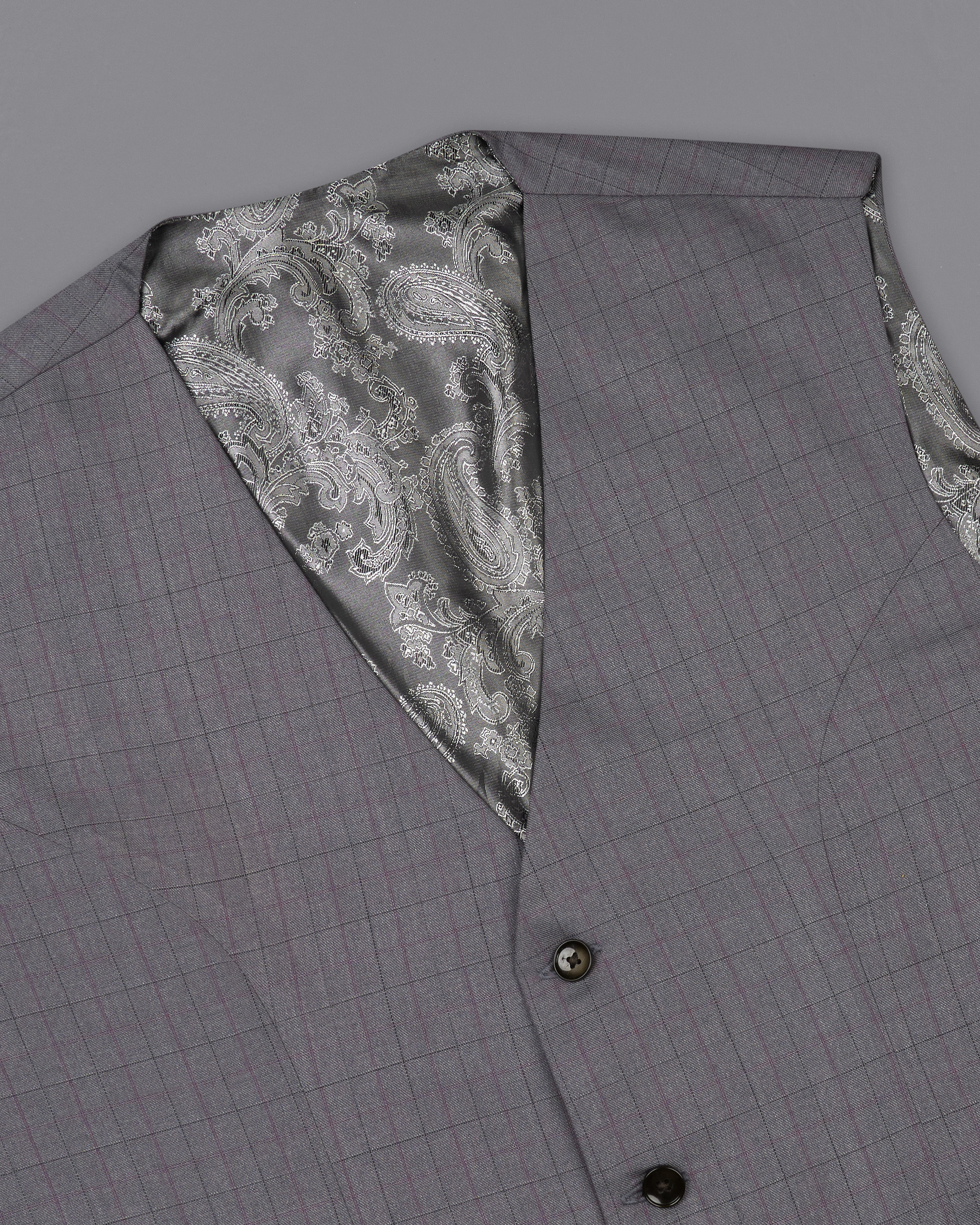 Storm Dust Gray Plaid Waistcoat V2477-36, V2477-38, V2477-40, V2477-42, V2477-44, V2477-46, V2477-48, V2477-50, V2477-52, V2477-54, V2477-56, V2477-58, V2477-60