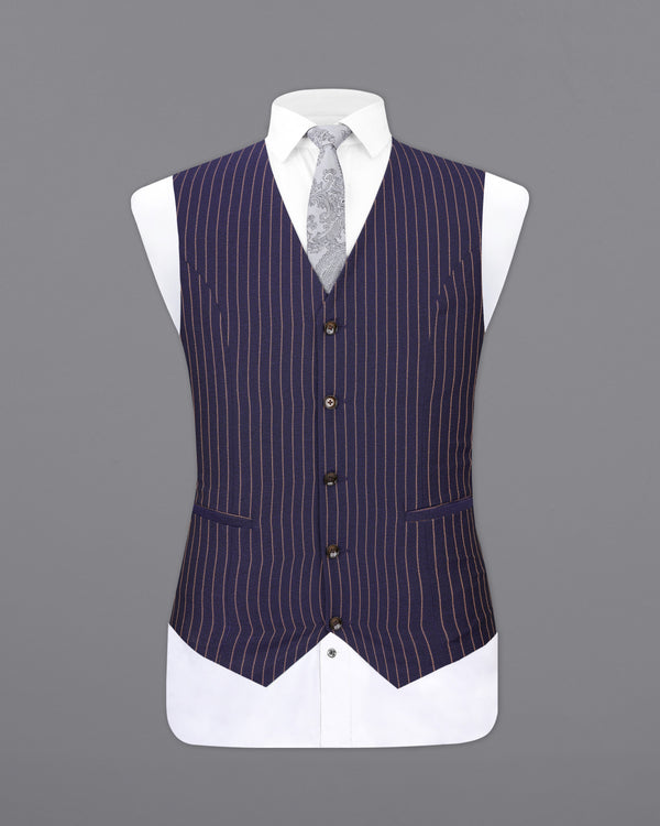 Tuna Navy Blue with Coral Reef Brown Striped Waistcoat V2480-36, V2480-38, V2480-40, V2480-42, V2480-44, V2480-46, V2480-48, V2480-50, V2480-52, V2480-54, V2480-56, V2480-58, V2480-60