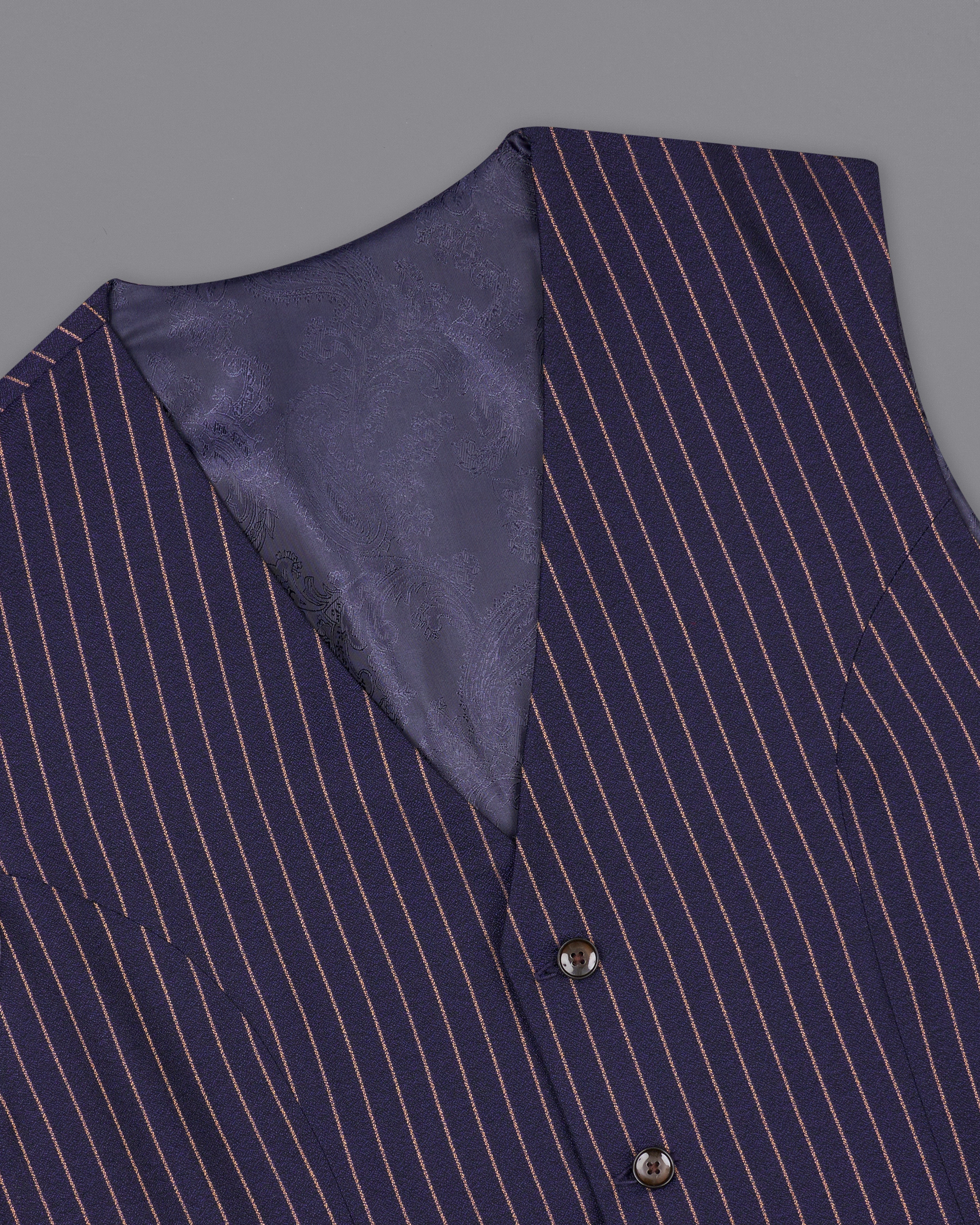 Tuna Navy Blue with Coral Reef Brown Striped Waistcoat V2480-36, V2480-38, V2480-40, V2480-42, V2480-44, V2480-46, V2480-48, V2480-50, V2480-52, V2480-54, V2480-56, V2480-58, V2480-60