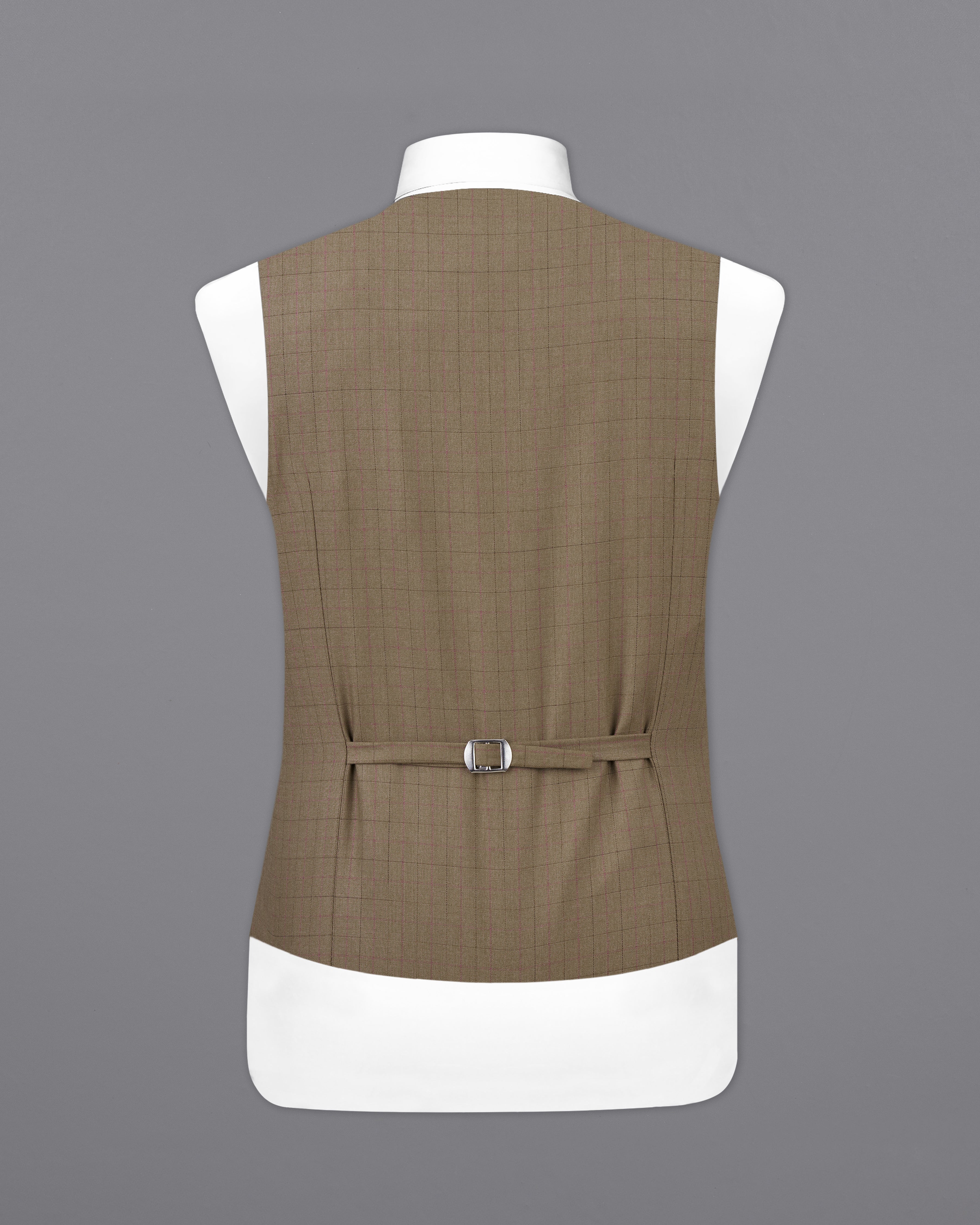 Dark Taupe Brown Plaid Waistcoat V2482-36, V2482-38, V2482-40, V2482-42, V2482-44, V2482-46, V2482-48, V2482-50, V2482-52, V2482-54, V2482-56, V2482-58, V2482-60