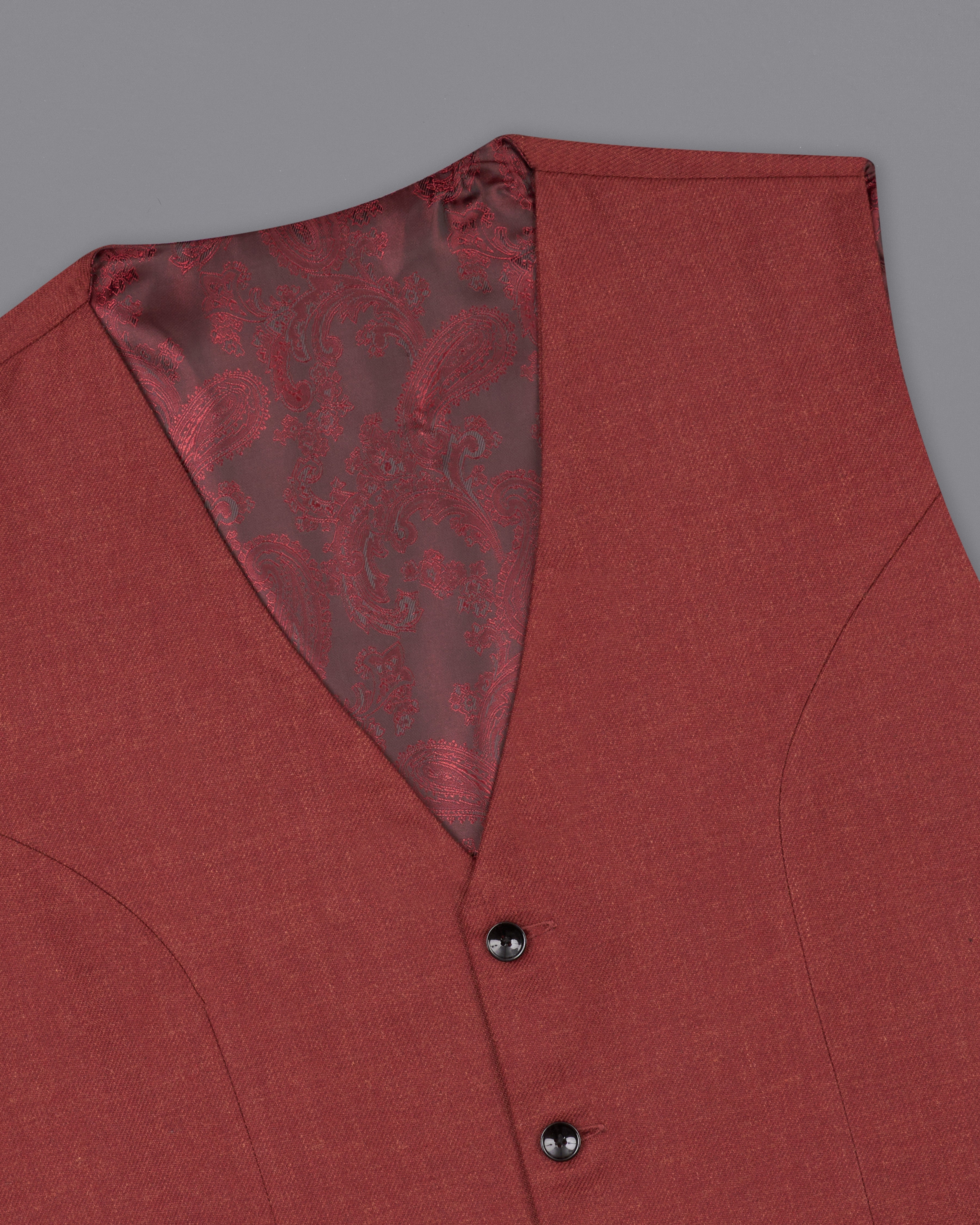 Cordovan Red Wool Rich Designer Waistcoat V2533-36, V2533-38, V2533-40, V2533-42, V2533-44, V2533-46, V2533-48, V2533-50, V2533-53, V2533-54, V2533-56, V2533-58, V2533-60