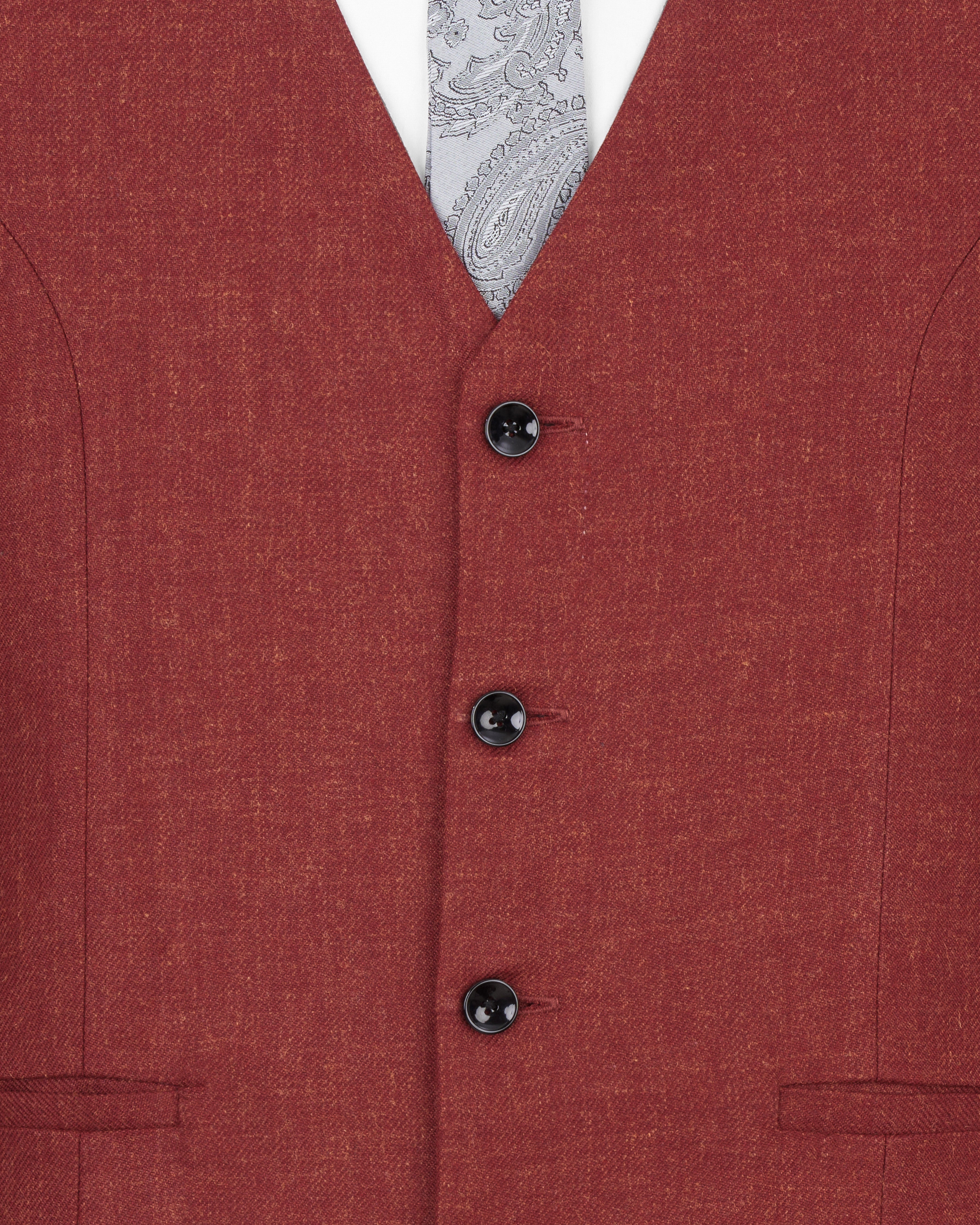 Cordovan Red Wool Rich Designer Waistcoat V2533-36, V2533-38, V2533-40, V2533-42, V2533-44, V2533-46, V2533-48, V2533-50, V2533-53, V2533-54, V2533-56, V2533-58, V2533-60