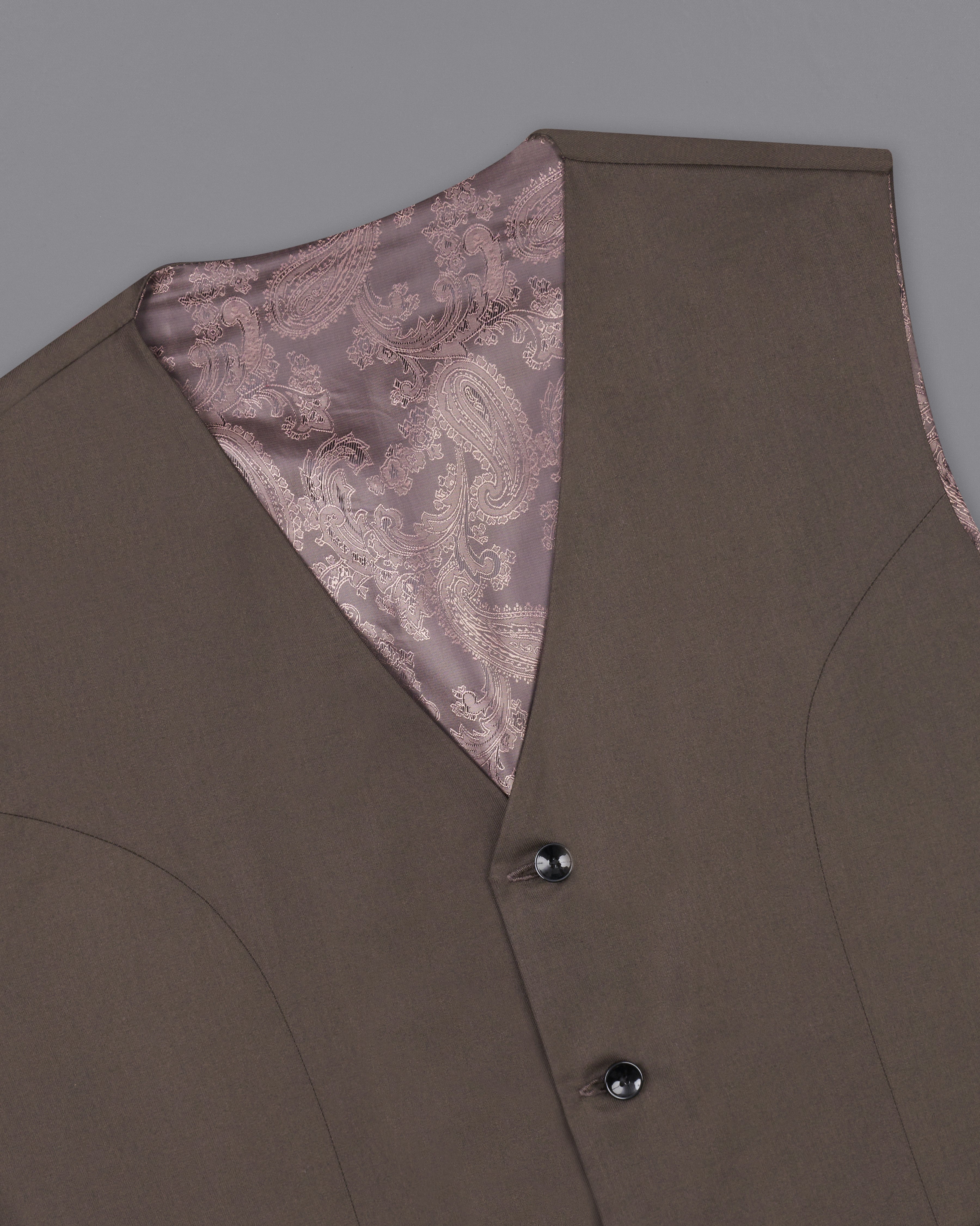 Fuscous Brown Designer Waistcoat V2535-36, V2535-38, V2535-40, V2535-42, V2535-44, V2535-46, V2535-48, V2535-50, V2535-53, V2535-54, V2535-56, V2535-58, V2535-60