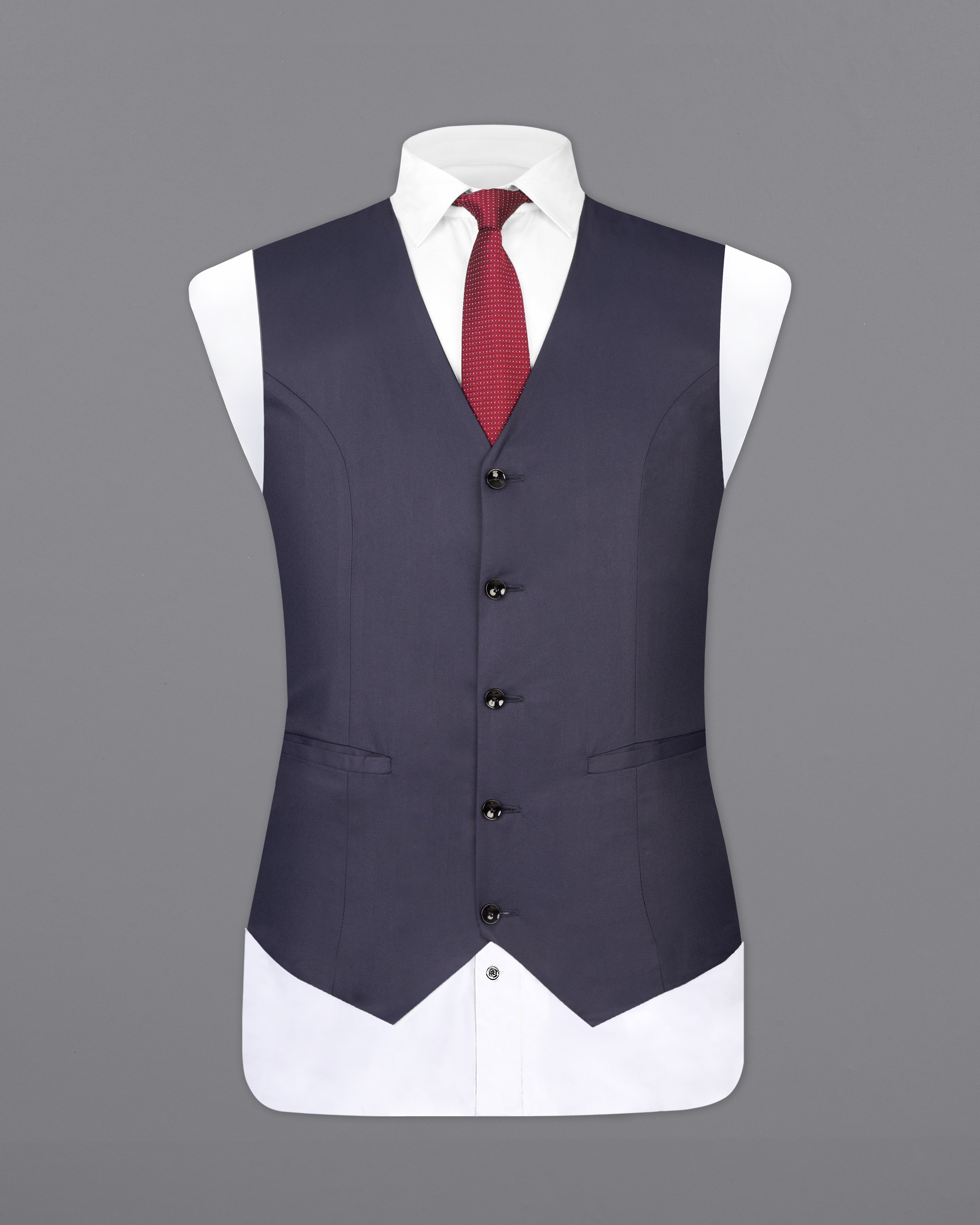 Gunmetal Blue Solid Waistcoat V2565-36, V2565-38, V2565-40, V2565-42, V2565-44, V2565-46, V2565-48, V2565-50, V2565-52, V2565-54, V2565-56, V2565-58, V2565-60