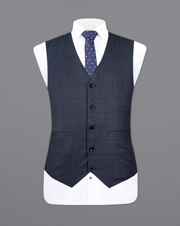 Shark Navy Blue Subtle Windowpane Waistcoat V2701-36, V2701-38, V2701-40, V2701-42, V2701-44, V2701-46, V2701-48, V2701-50, V2701-52, V2701-54, V2701-56, V2701-58, V2701-60