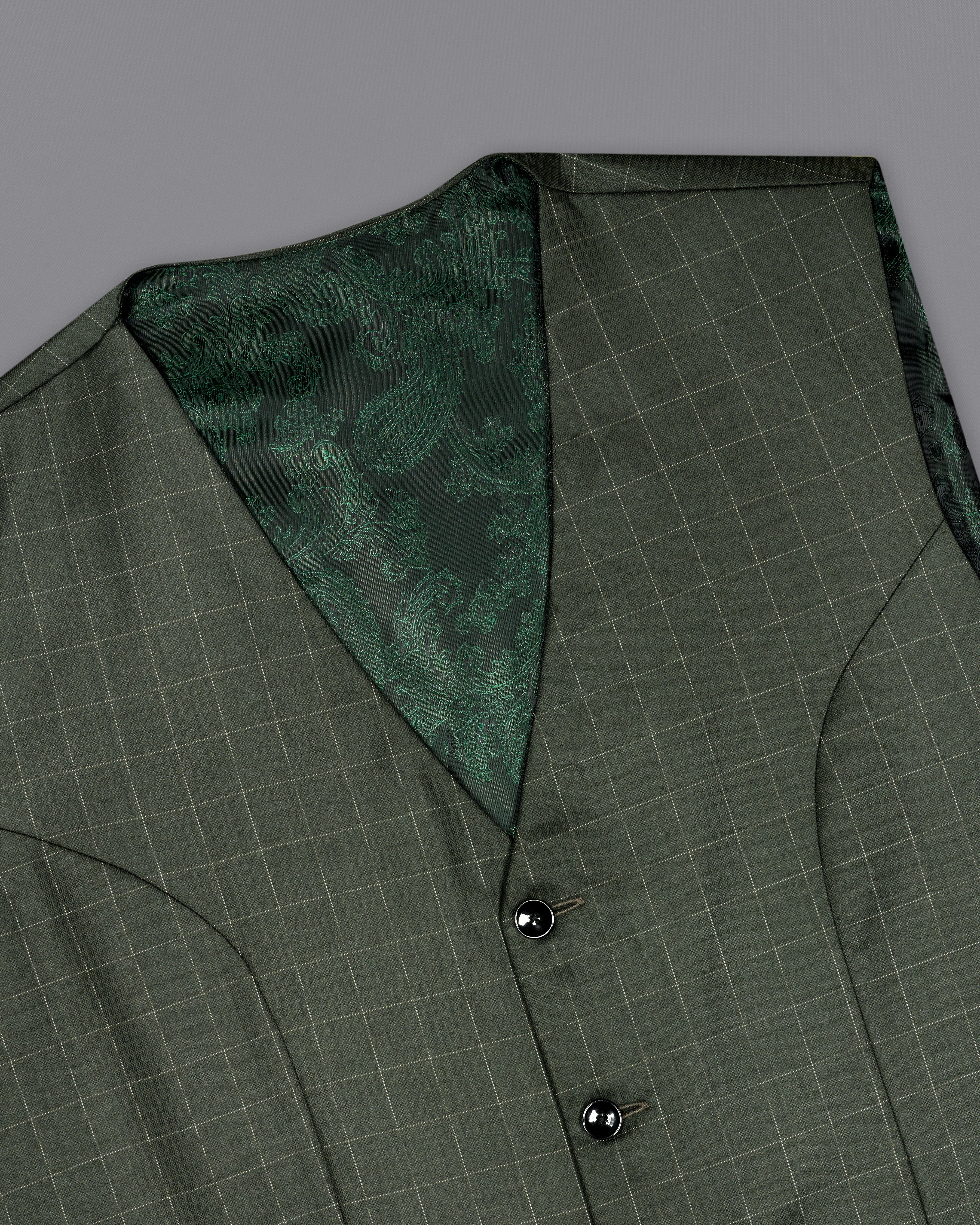 Dune Dark Green Subtle Checkered Waistcoat V2706-36, V2706-38, V2706-40, V2706-42, V2706-44, V2706-46, V2706-48, V2706-50, V2706-52, V2706-54, V2706-56, V2706-58, V2706-60