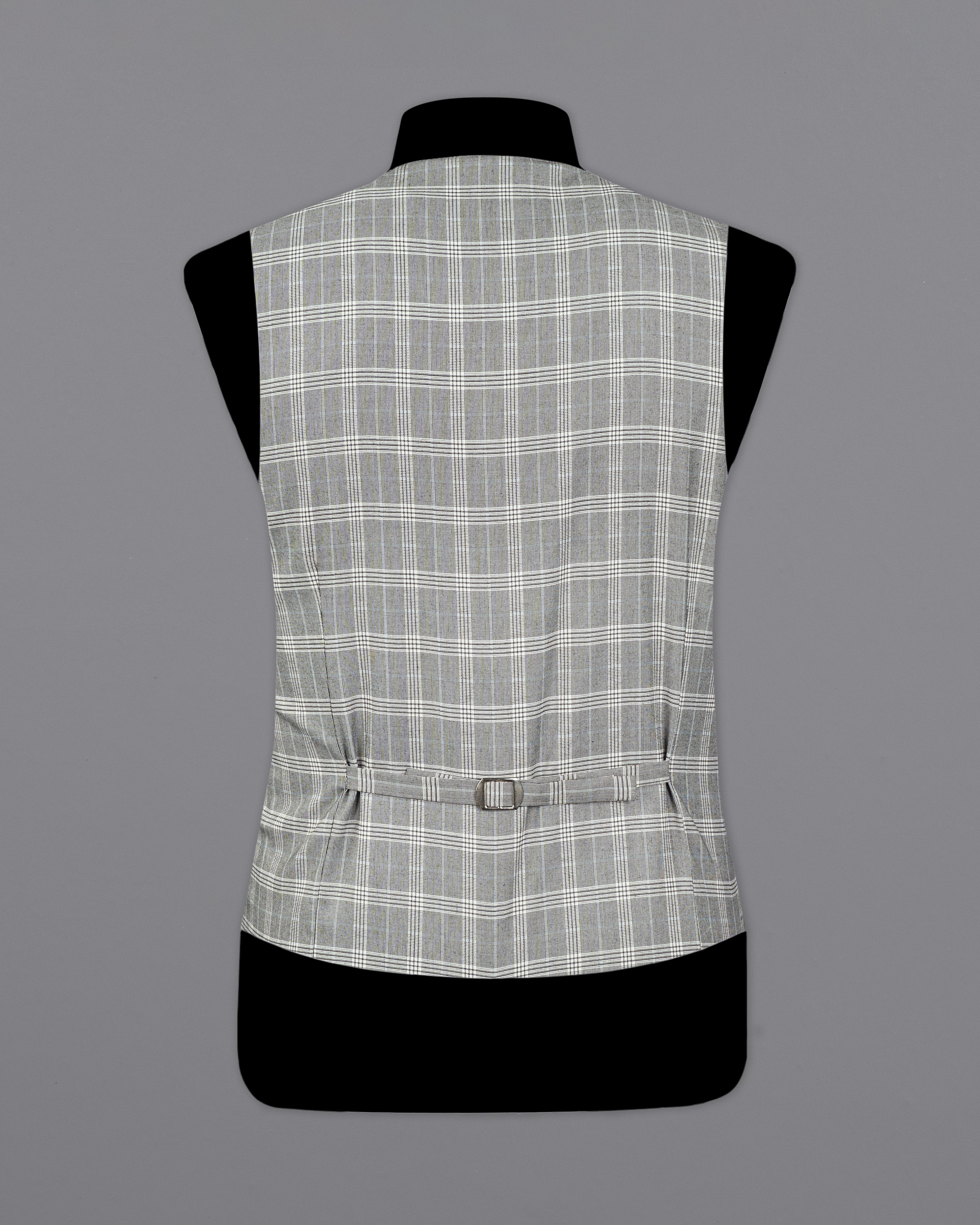 Bronco Gray and White Plaid Waistcoat V2708-36, V2708-38, V2708-40, V2708-42, V2708-44, V2708-46, V2708-48, V2708-50, V2708-52, V2708-54, V2708-56, V2708-58, V2708-60