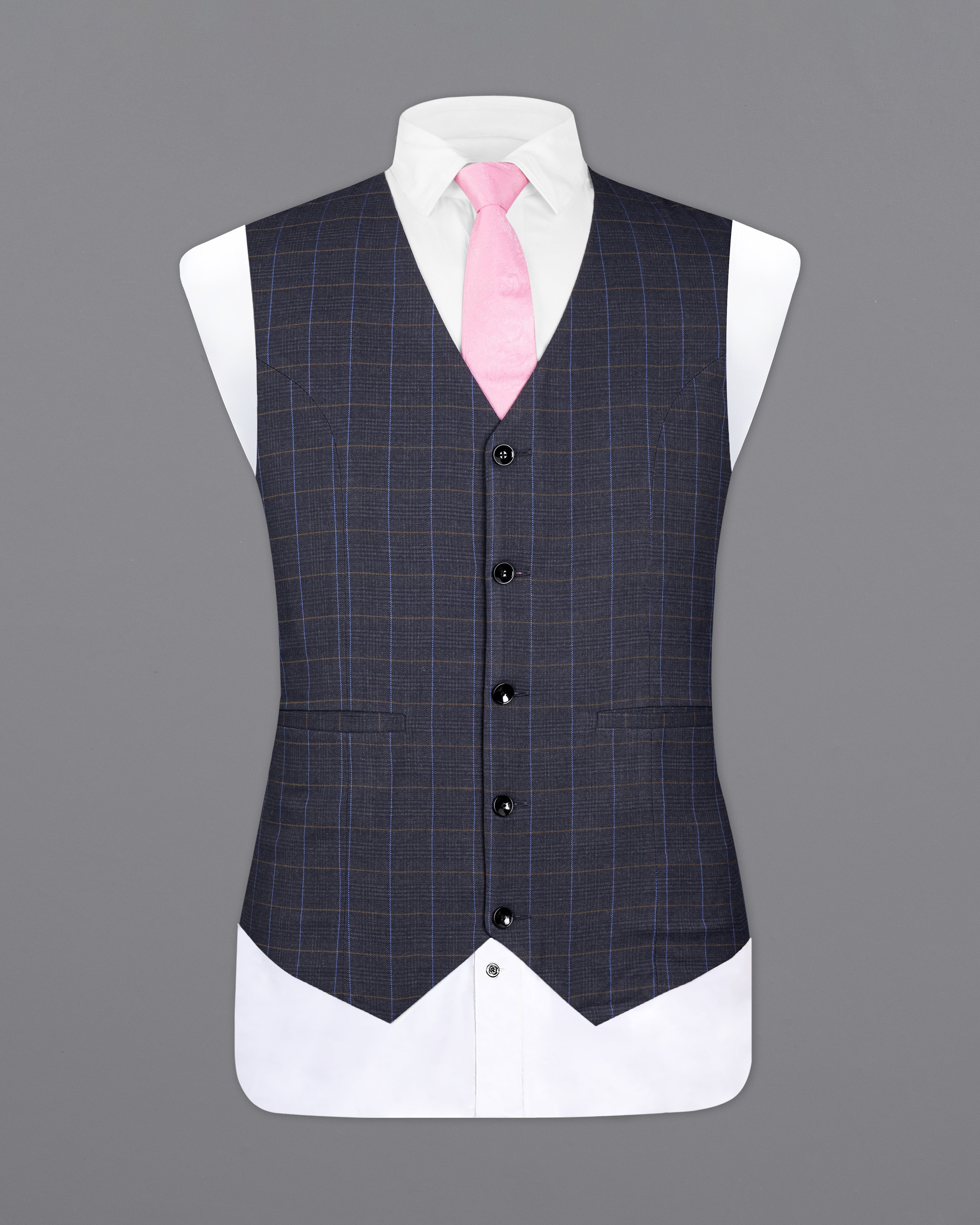 Iridium Violet Windowpane Waistcoat