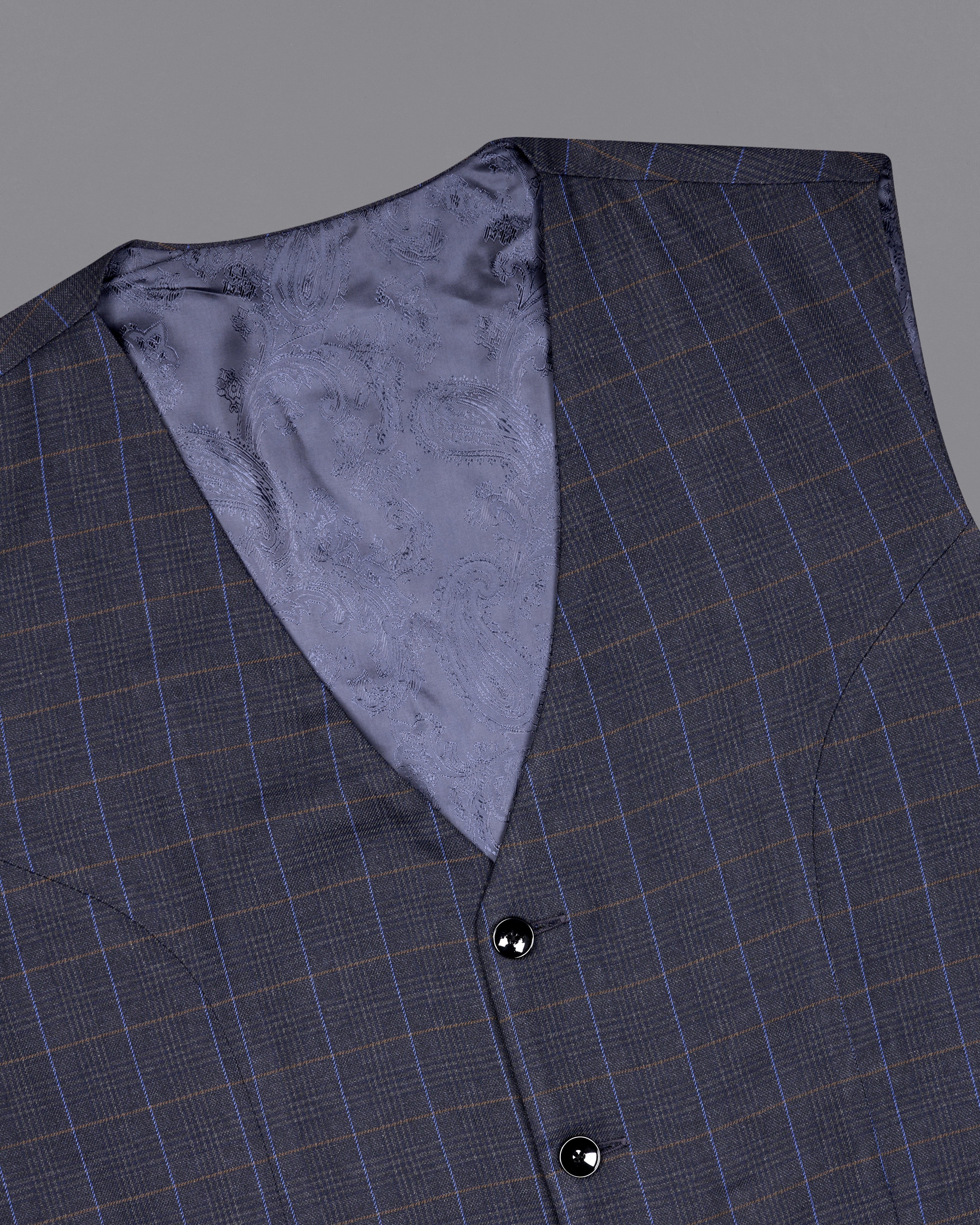 Iridium Violet Windowpane Waistcoat