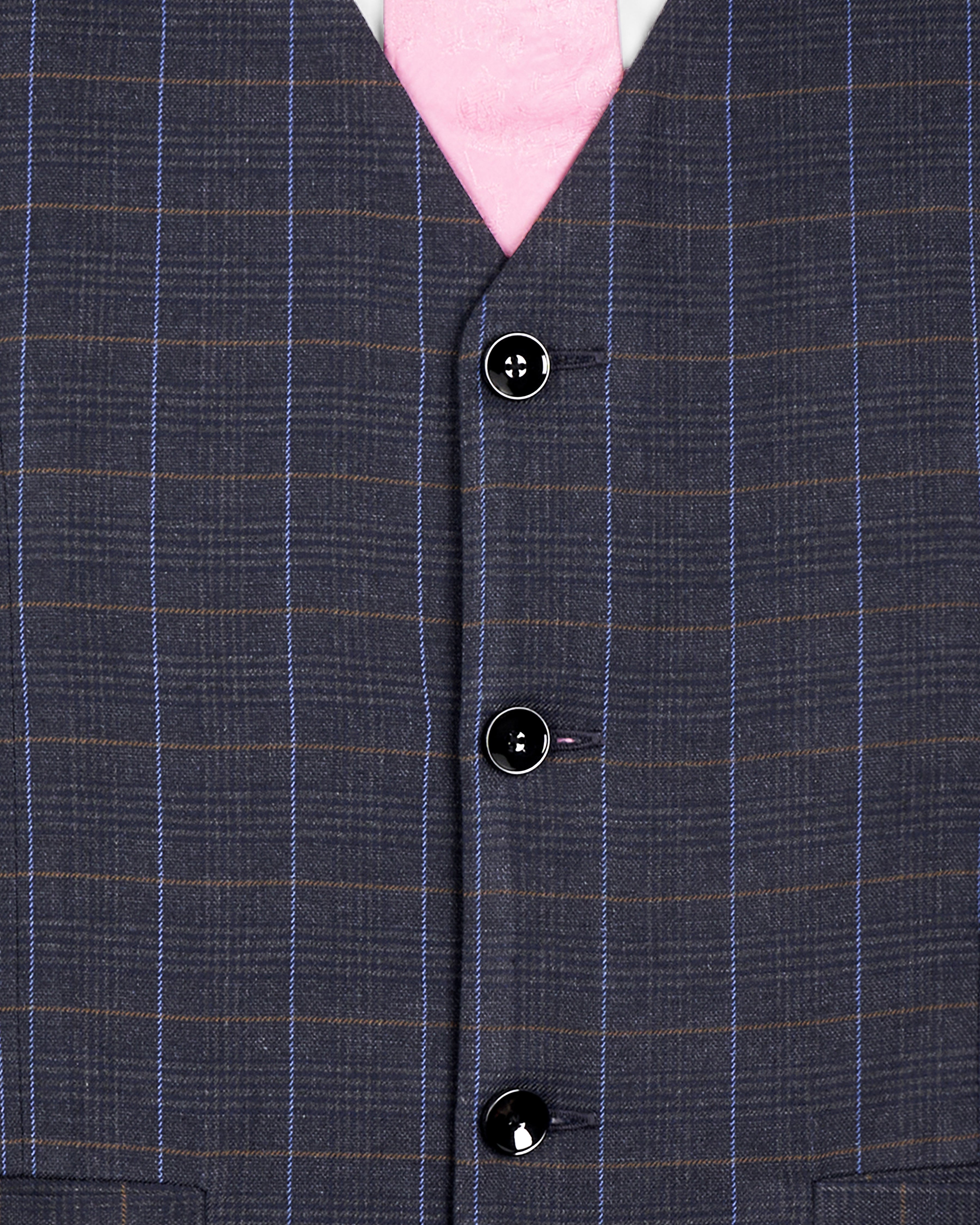 Iridium Violet Windowpane Waistcoat