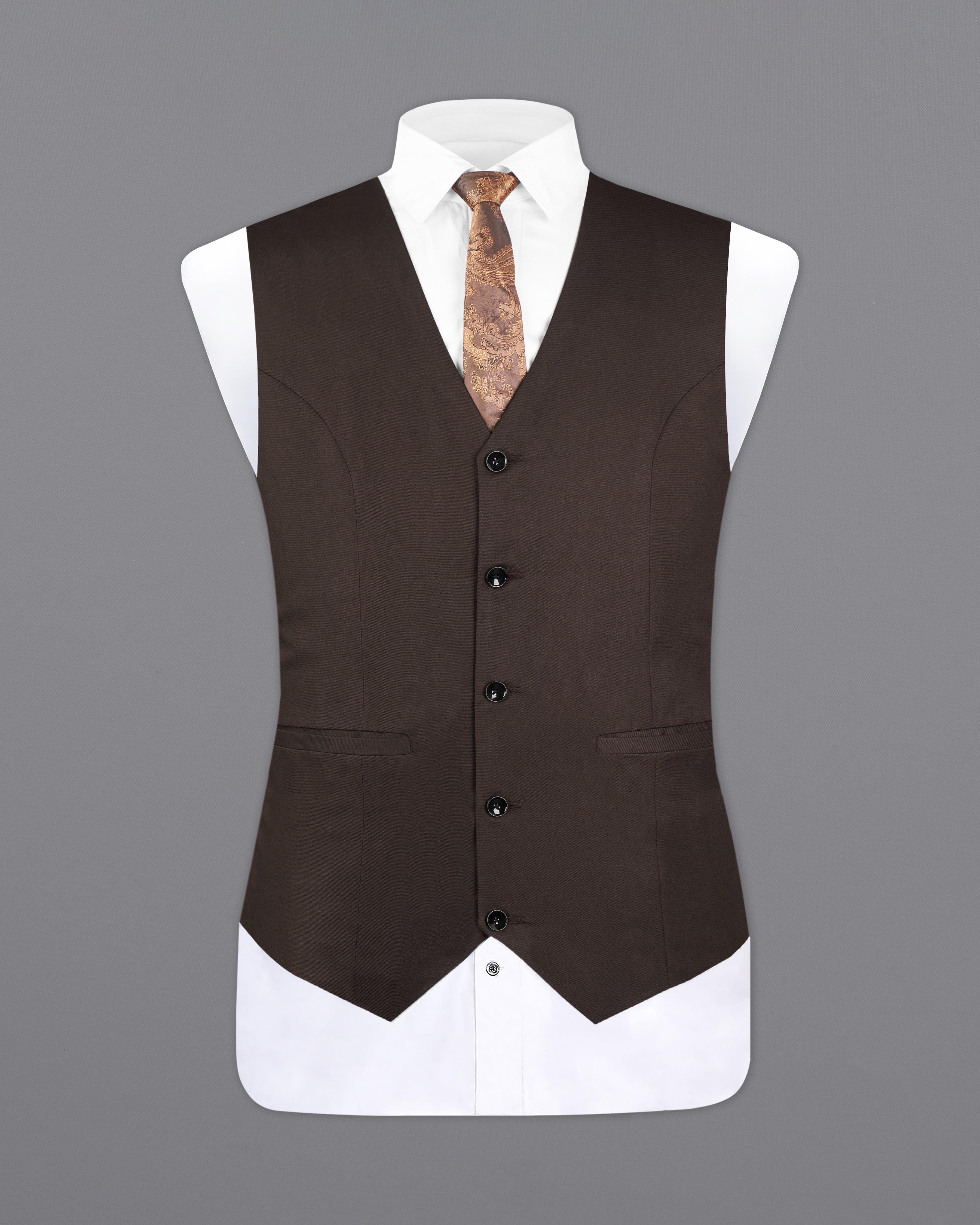 Woody Dark Brown Waistcoat V2711-36, V2711-38, V2711-40, V2711-42, V2711-44, V2711-46, V2711-48, V2711-50, V2711-52, V2711-54, V2711-56, V2711-58, V2711-60