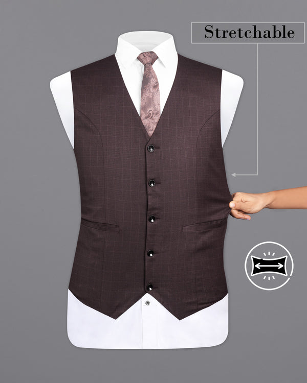 Taupe Maroon Stretchable Dobby Waistcoat V2715-36, V2715-38, V2715-40, V2715-42, V2715-44, V2715-46, V2715-48, V2715-50, V2715-52, V2715-54, V2715-56, V2715-58, V2715-60