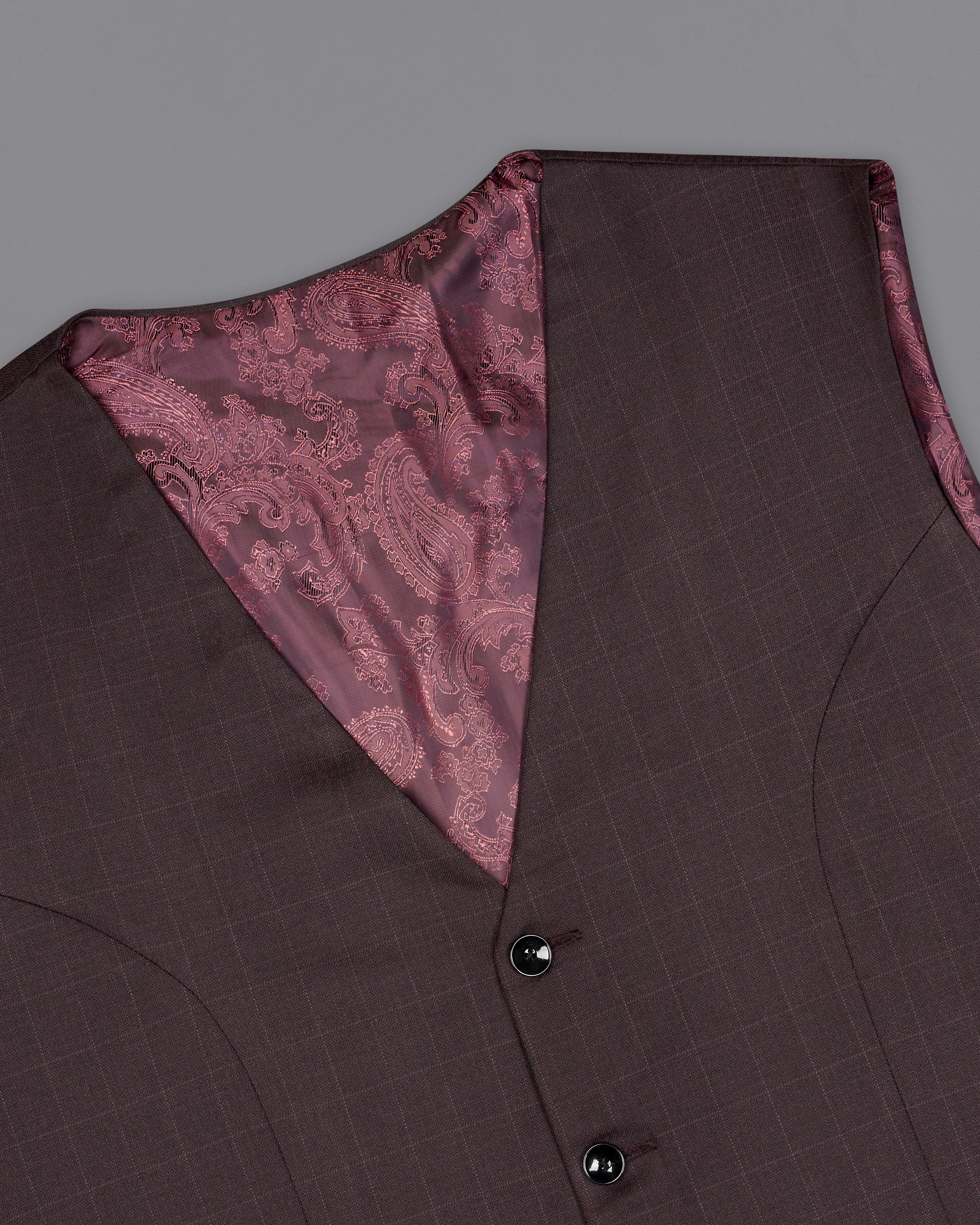 Taupe Maroon Stretchable Dobby Waistcoat V2715-36, V2715-38, V2715-40, V2715-42, V2715-44, V2715-46, V2715-48, V2715-50, V2715-52, V2715-54, V2715-56, V2715-58, V2715-60