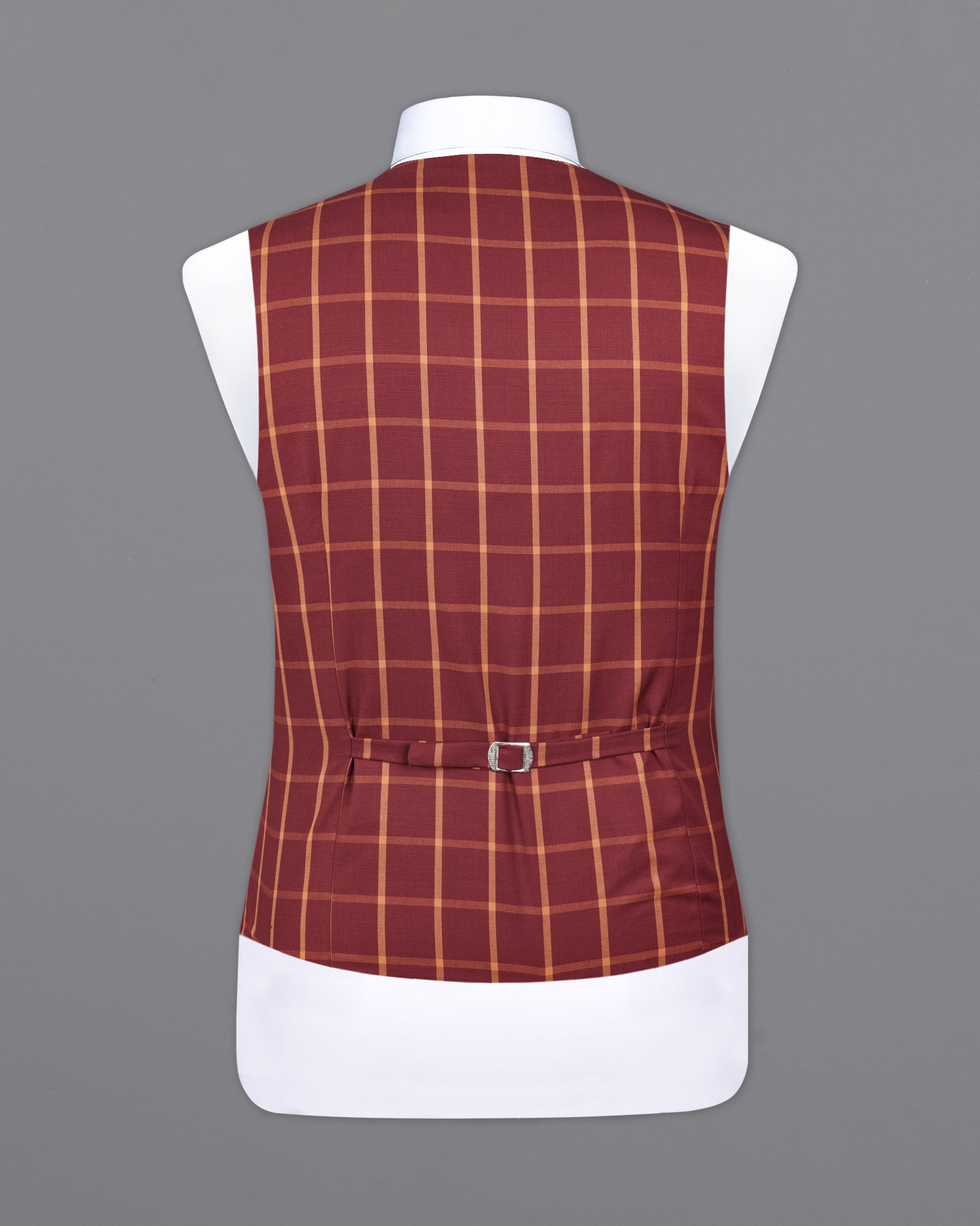 Wine and Chestnut Brown Plaid Waistcoat V2722-36, V2722-38, V2722-40, V2722-42, V2722-44, V2722-46, V2722-48, V2722-50, V2722-52, V2722-54, V2722-56, V2722-58, V2722-60