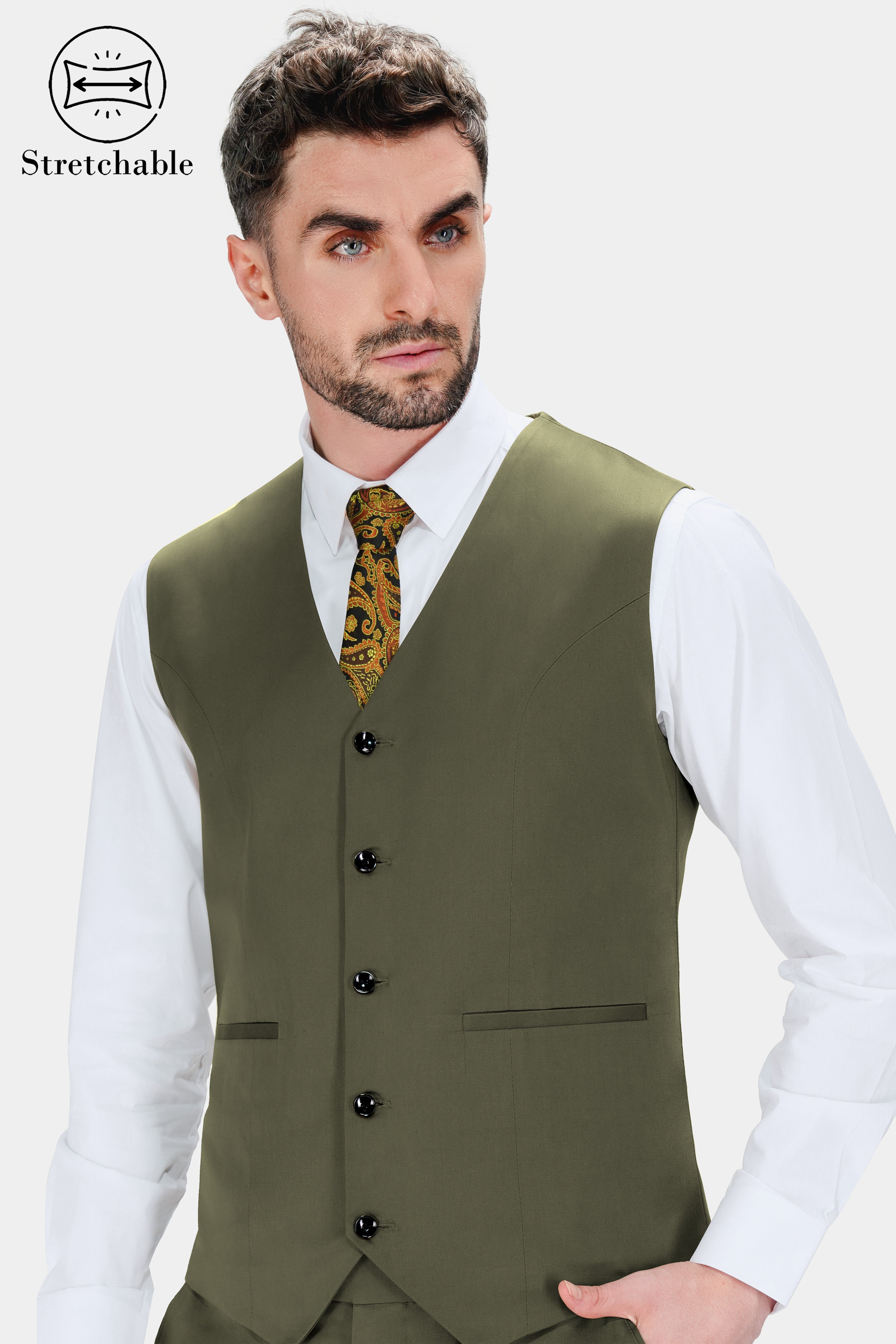 Olive green waistcoat clearance mens