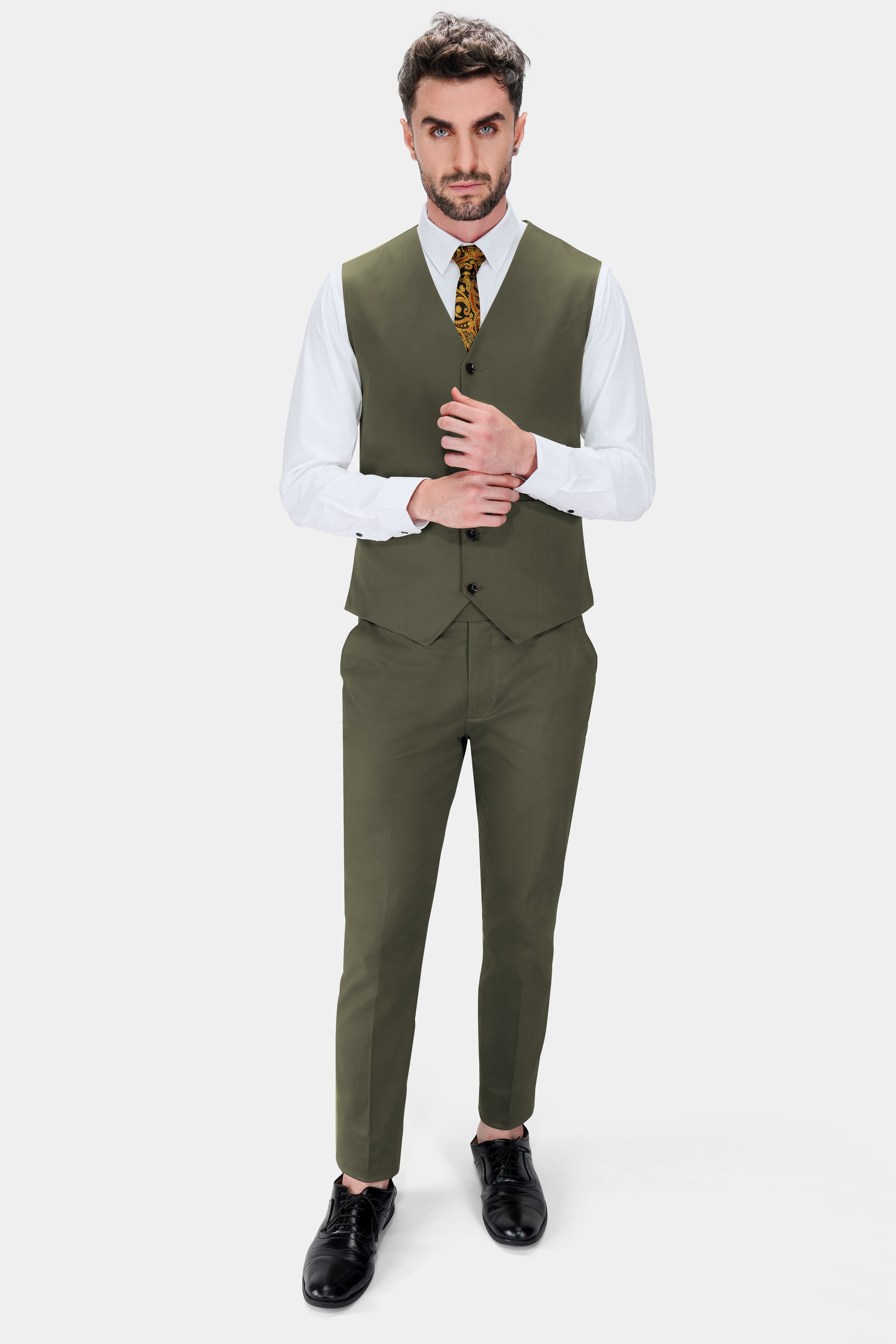 Hemlock Green Premium Cotton Stretchable Traveler Waistcoat V2783-36, V2783-38, V2783-40, V2783-42, V2783-44, V2783-46, V2783-48, V2783-50, V2783-52, V2783-54, V2783-56, V2783-58, V2783-60