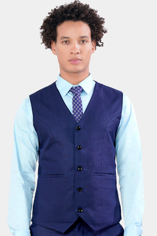 Cloud Burst Blue Wool Rich Waistcoat