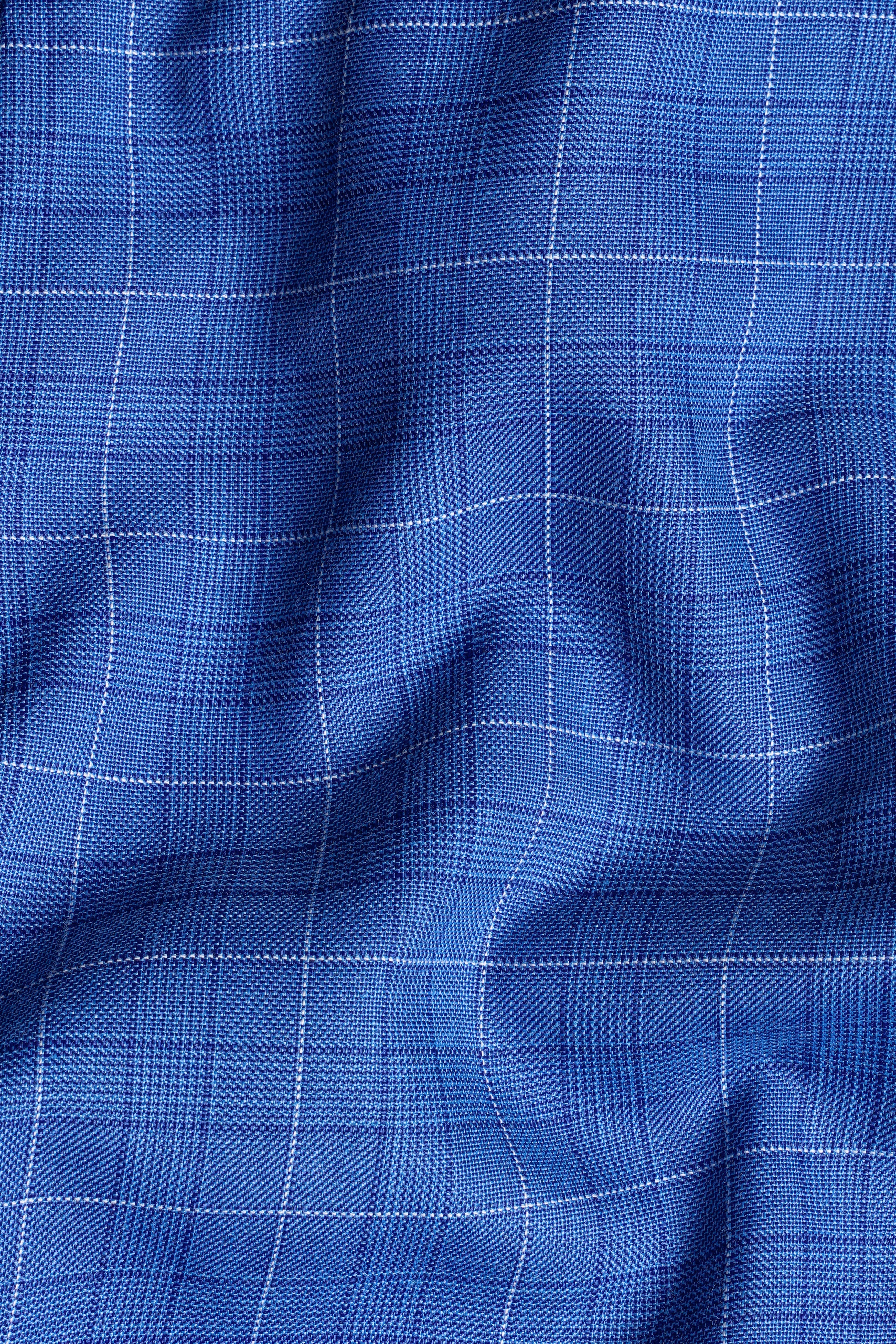 Cobalt Blue Checkered Wool Rich Waistcoat V2947-36, V2947-38, V2947-40, V2947-42, V2947-44, V2947-46, V2947-48, V2947-50, V2947-47, V2947-54, V2947-56, V2947-58, V2947-60