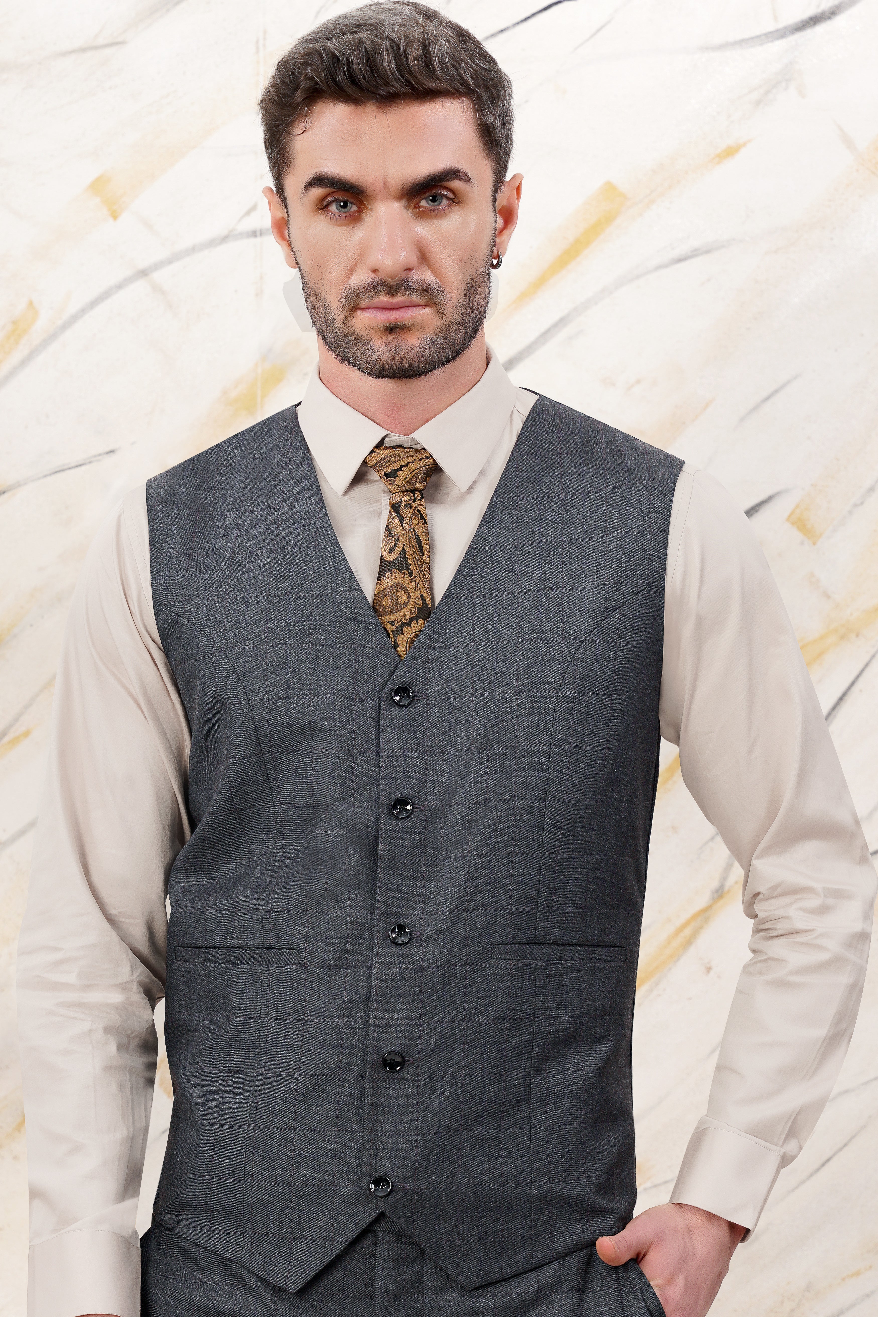 Arsenic Grey Wool Rich Waistcoat V3072-36, V3072-38, V3072-40, V3072-42, V3072-44, V3072-46, V3072-48, V3072-50, V3072-72, V3072-54, V3072-56, V3072-58, V3072-60