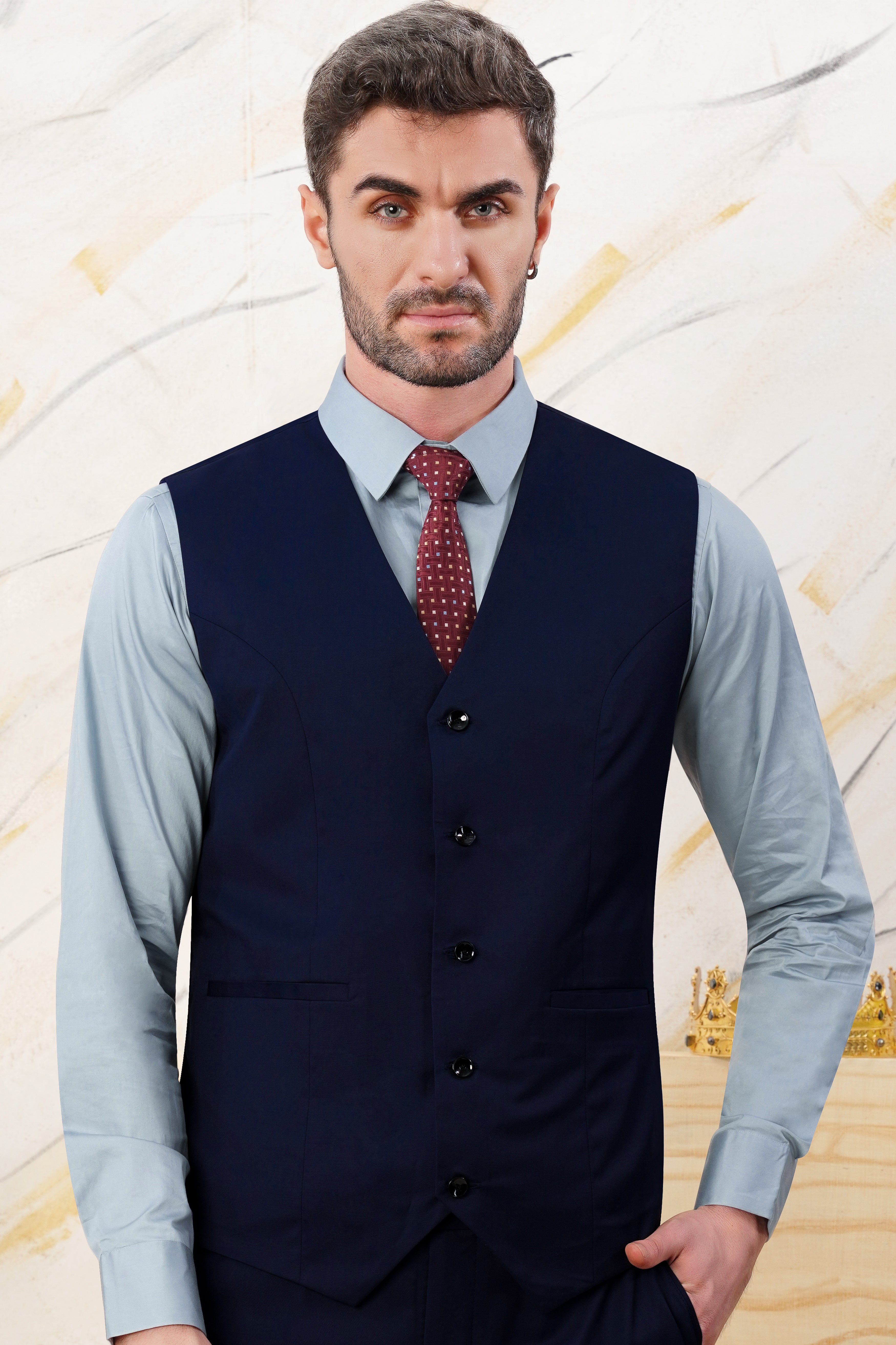 Waistcoat for dark blue on sale shirt