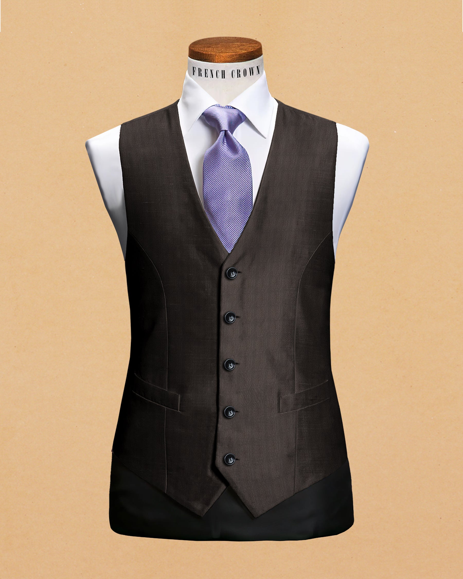 Light Brown Micro Textured Waist Coat
