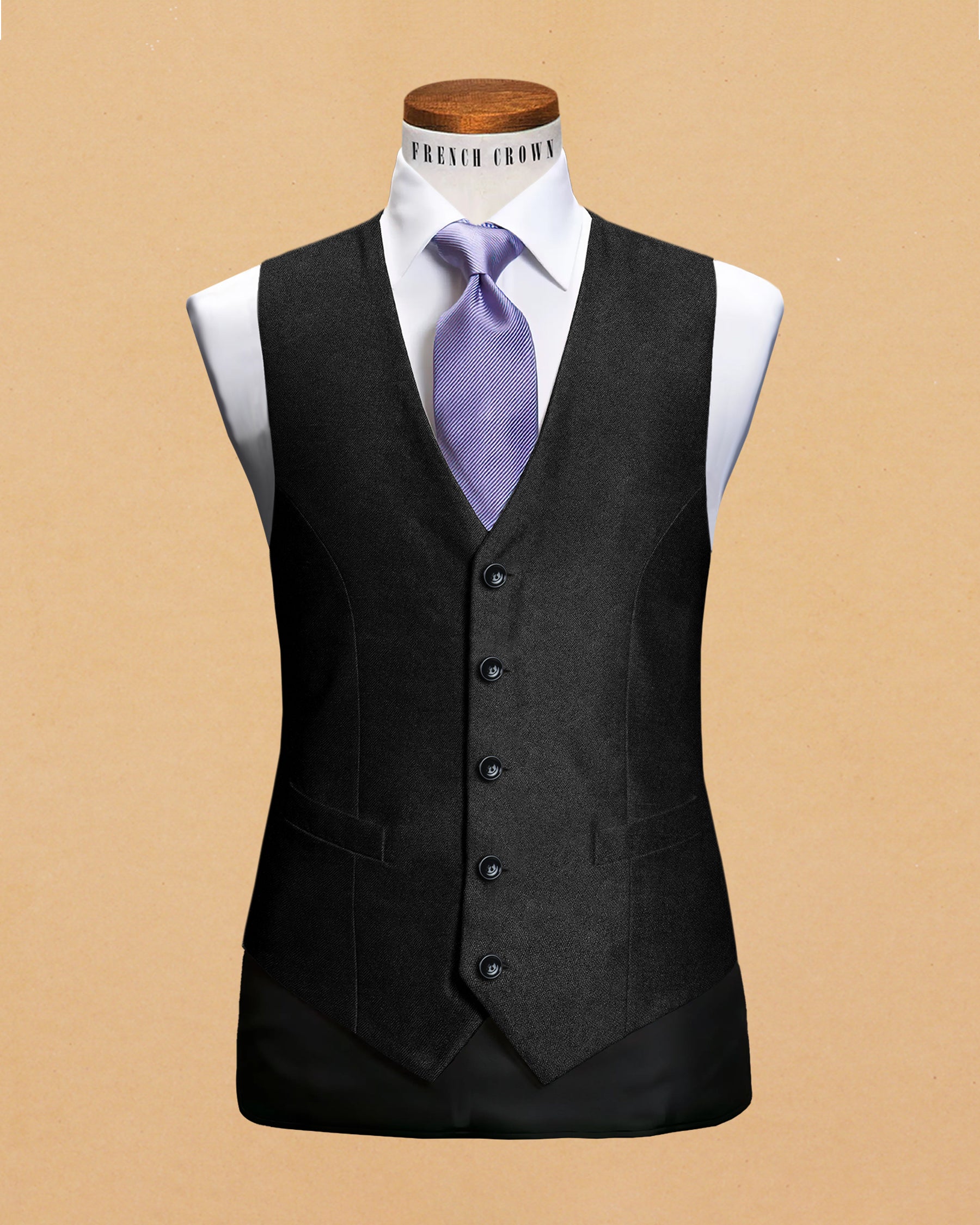 Jade Black textured Waistcoat